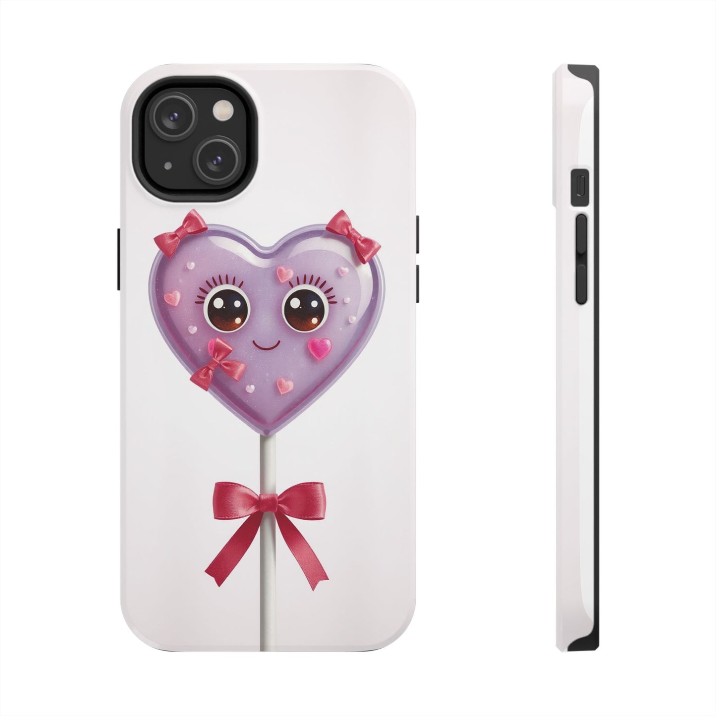 Cute Heart Lollipop Tough Phone Case - Adorable Protection for Candy Lovers