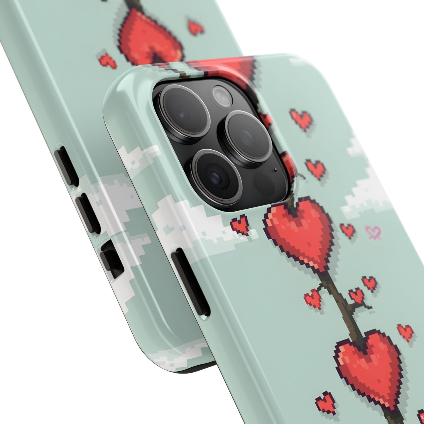 Pixelated Love Hearts Tree | Tough Phone Case - Cute Design - for iPhone