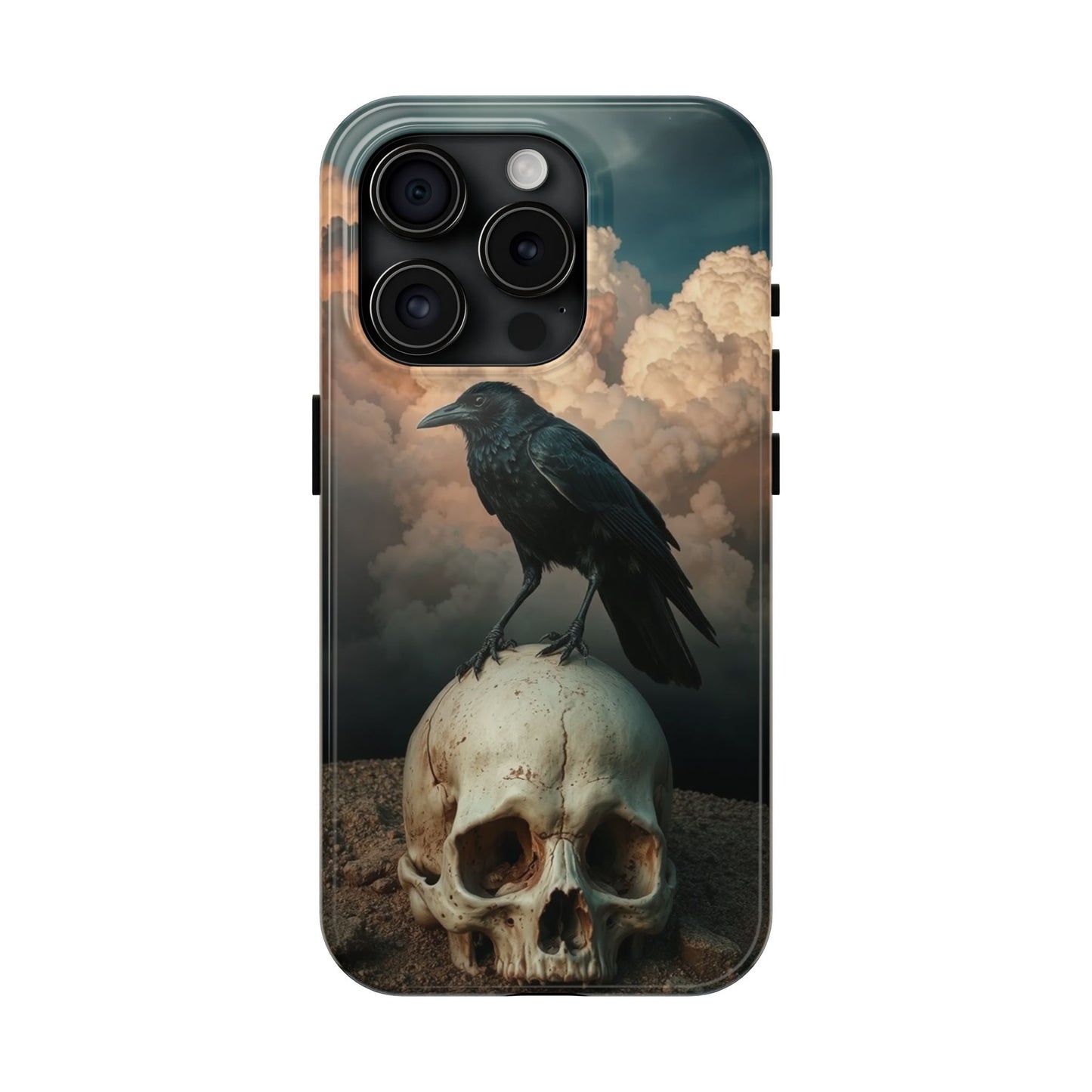 Gothic Raven Skull Tough Phone Case - Unique Protective Cover for Halloween Lovers
