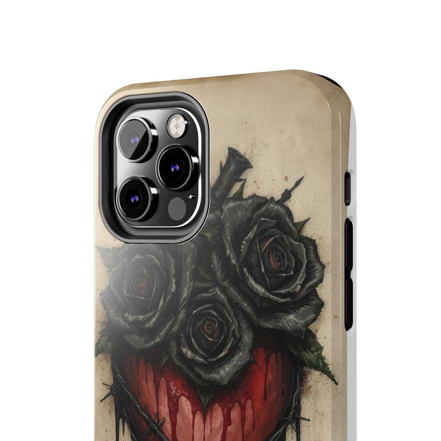 Gothic Heart Phone Case with Roses - Tough & Durable Design
