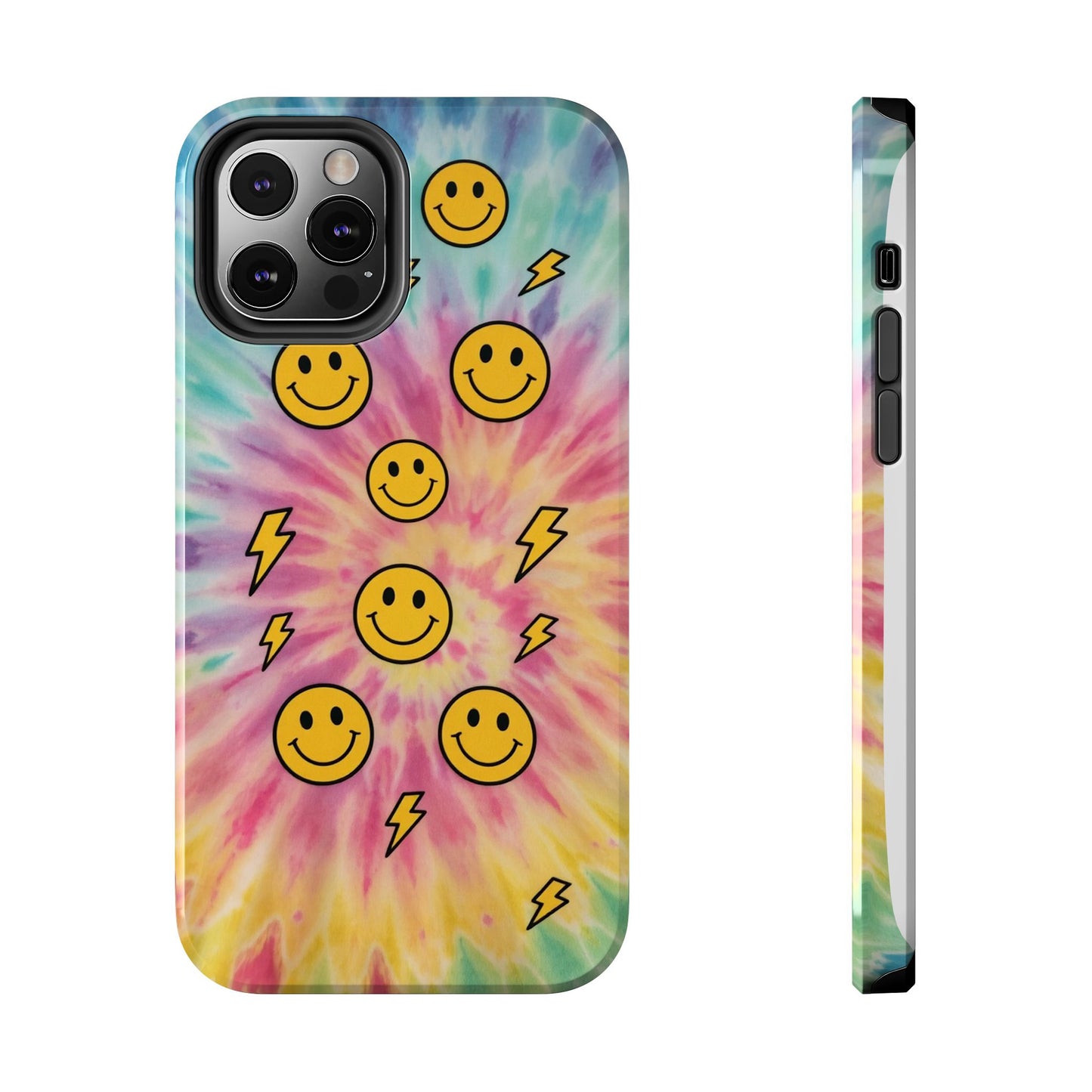 Colorful Smiley Lightning Tough Phone Case - Fun & Durable