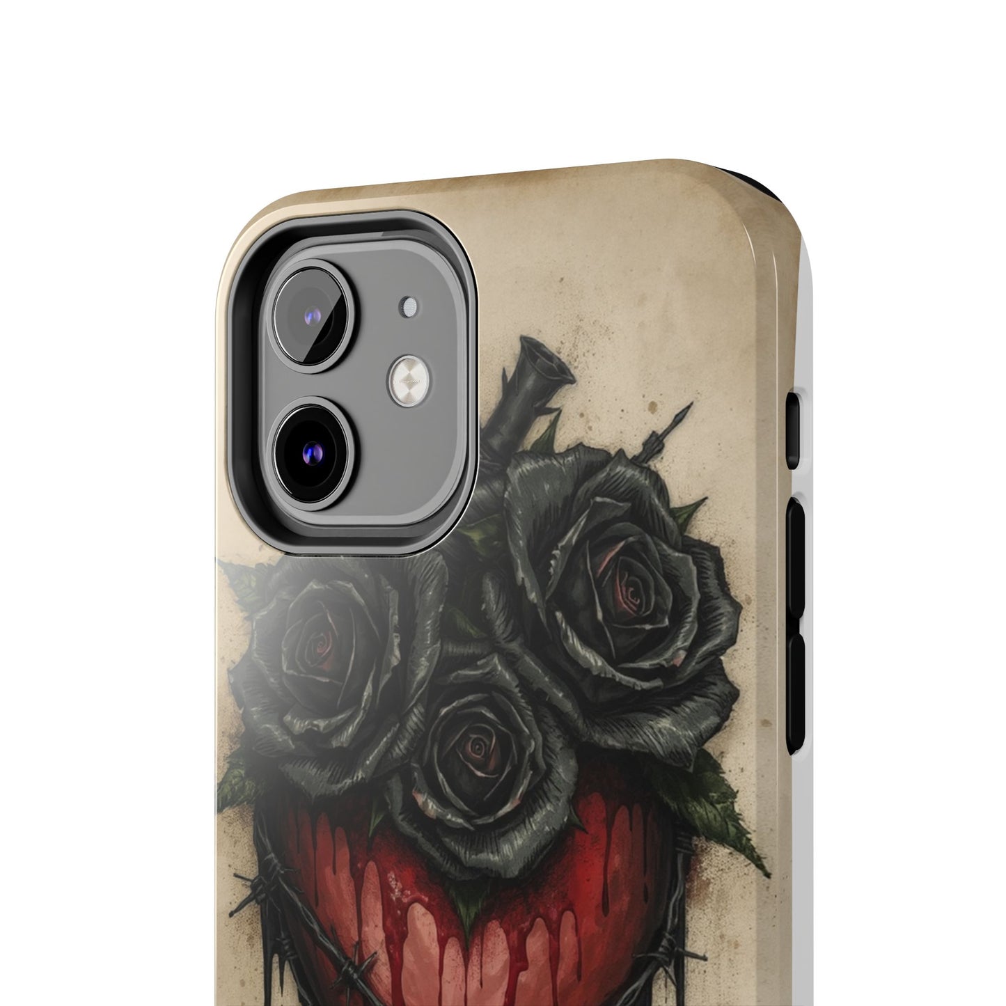Gothic Heart Phone Case with Roses - Tough & Durable Design