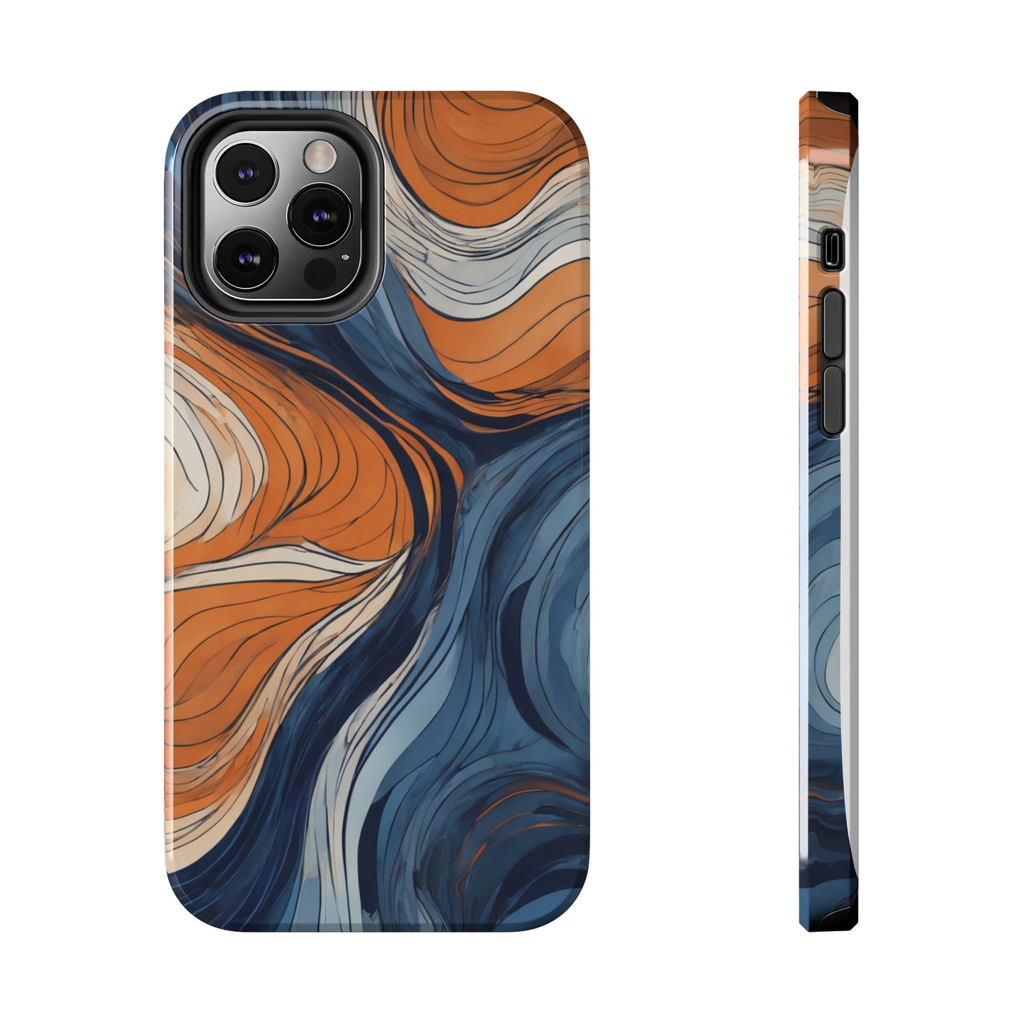 Artistic Tough Phone Case - Vibrant Abstract Waves Design - for iPhone