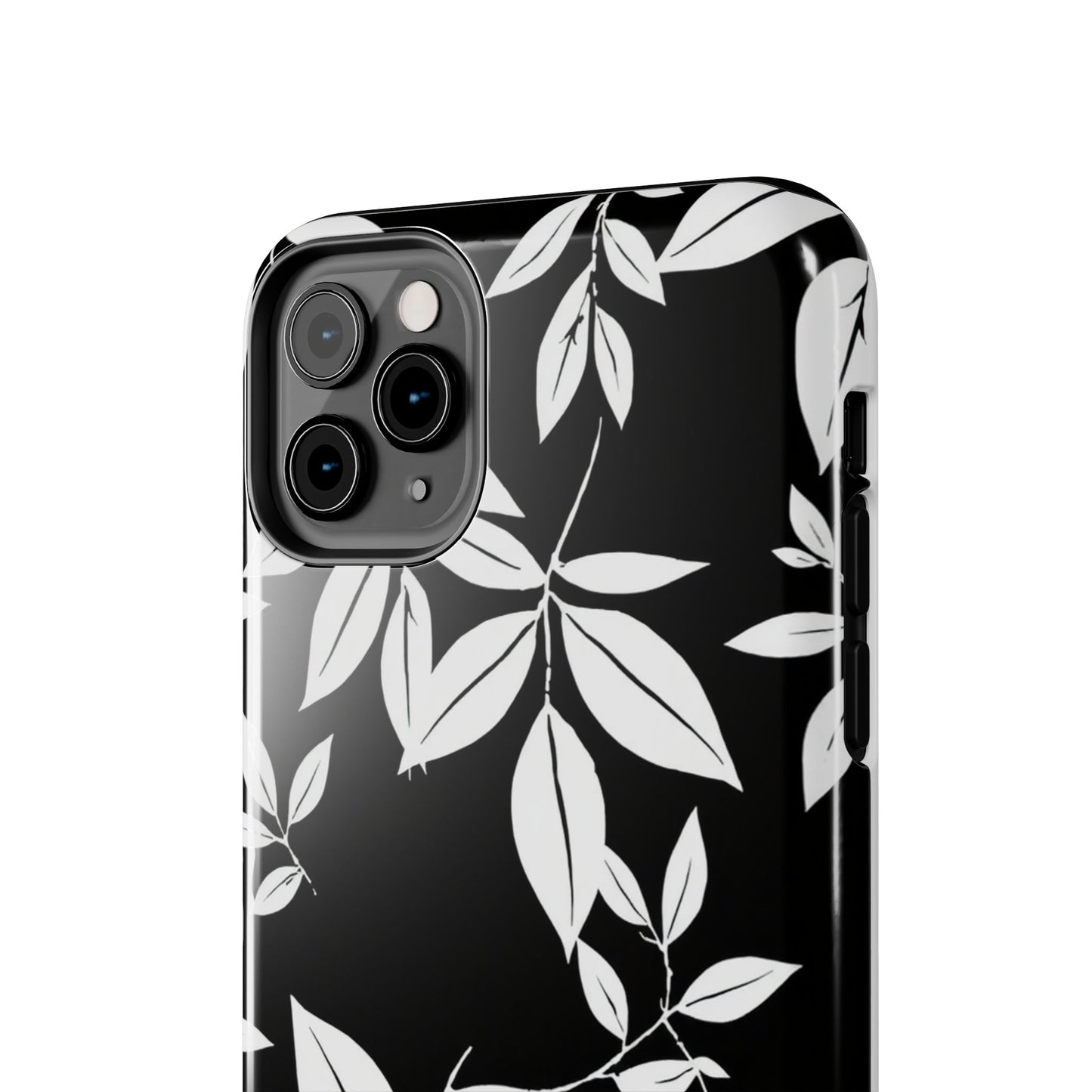 Chic Floral Tough Phone Case - Elegant Black & White Design for Stylish Protection