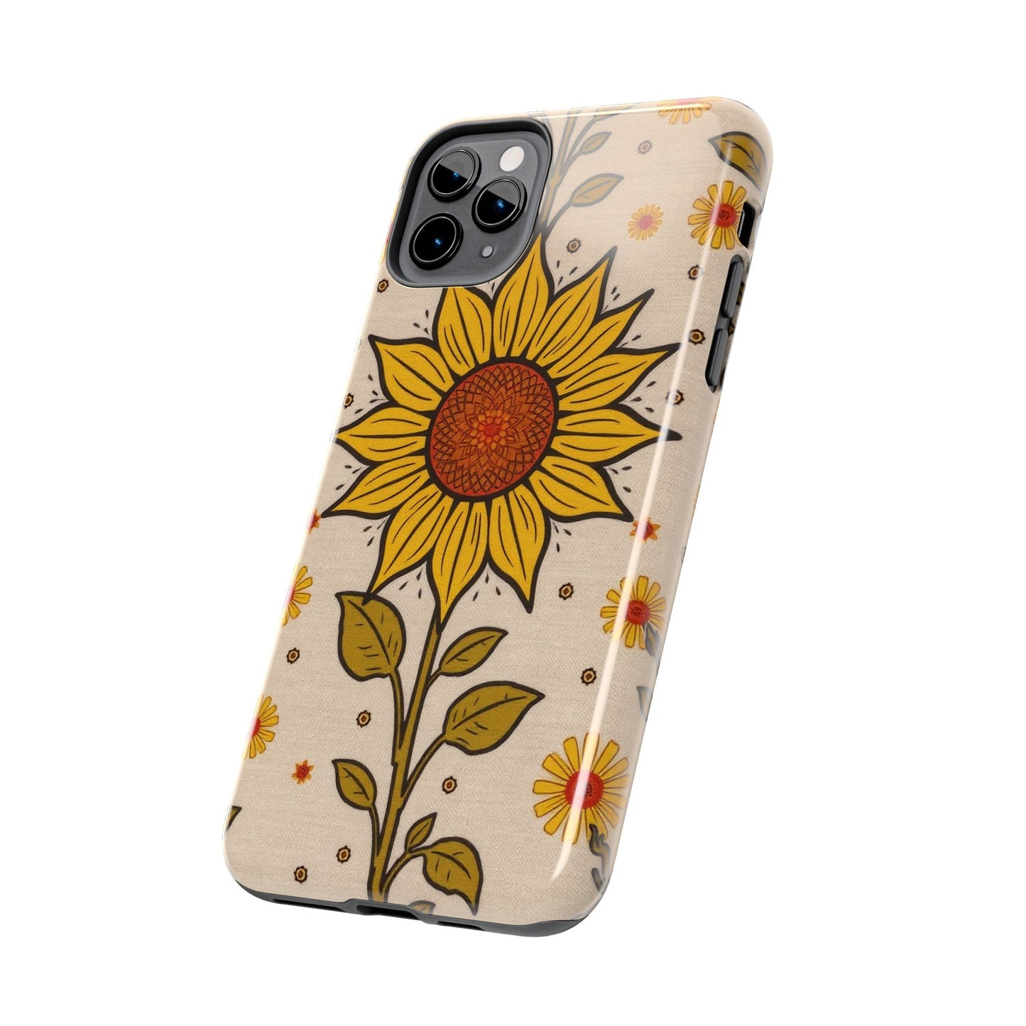 Bright Sunflower Origins Tough Phone Case - Floral Design for Nature Lovers - for iPhone