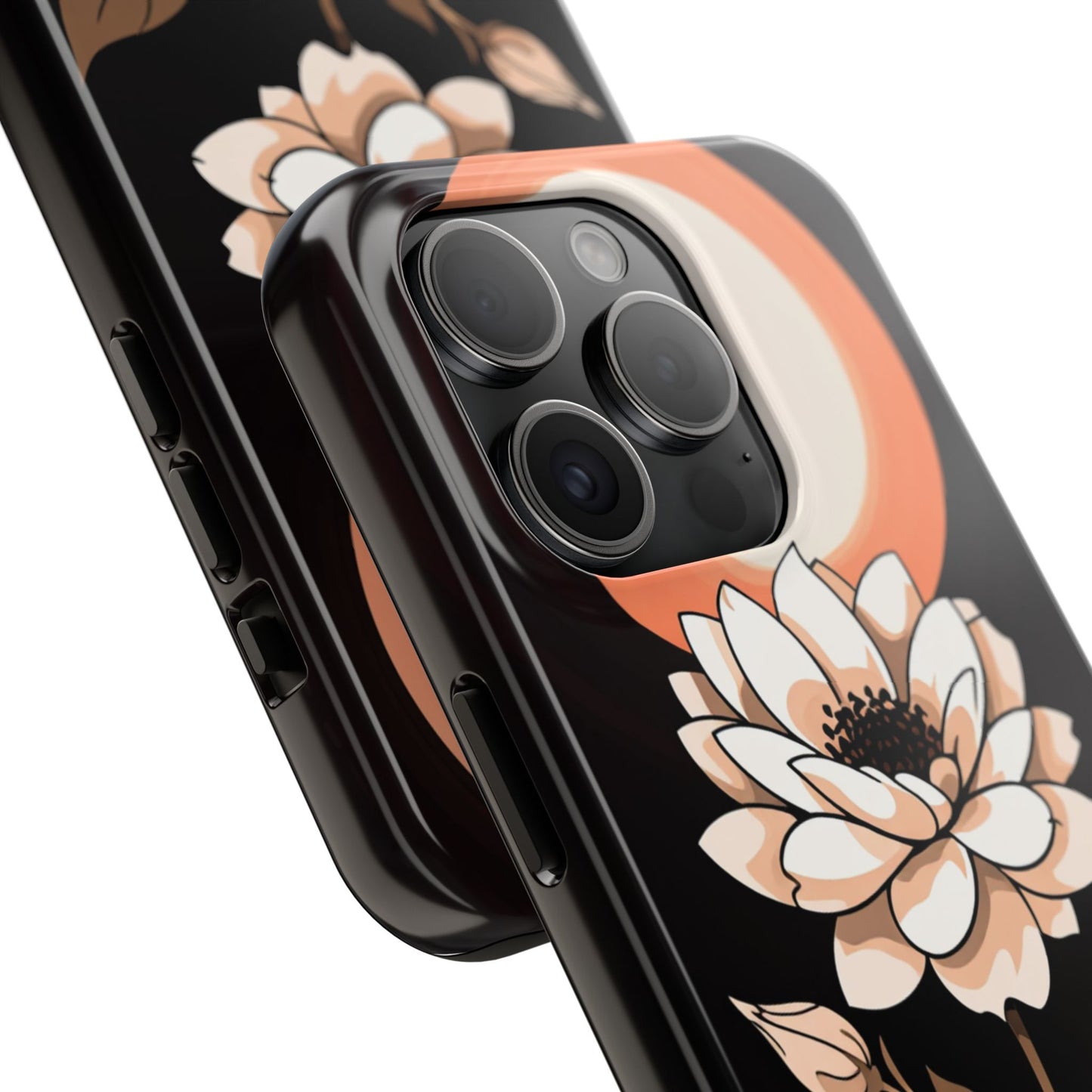 Elegant Contrast Floral Tough Phone Case - Stylish Protection for Your Device - for iPhone