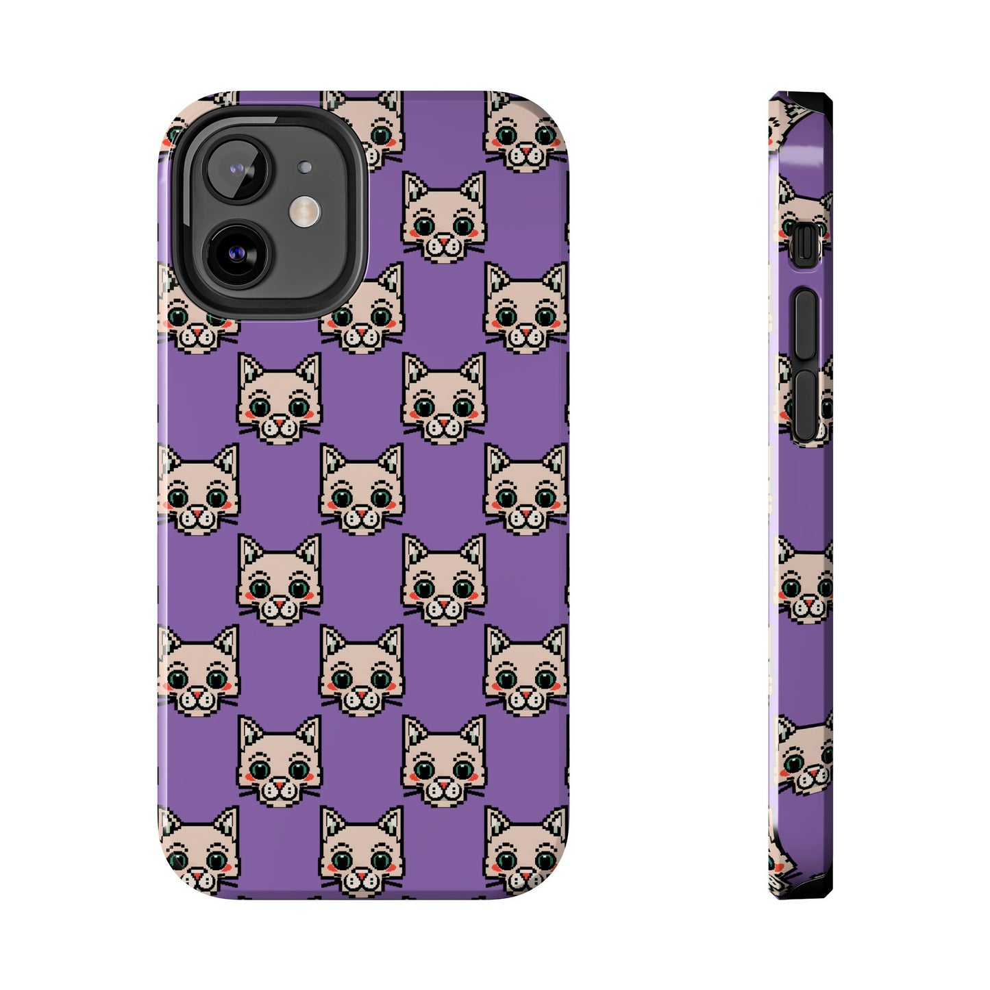 Cute Pixel Cat Tough Phone Case – Fun and Durable Protection for Cat Lovers - for iPhone