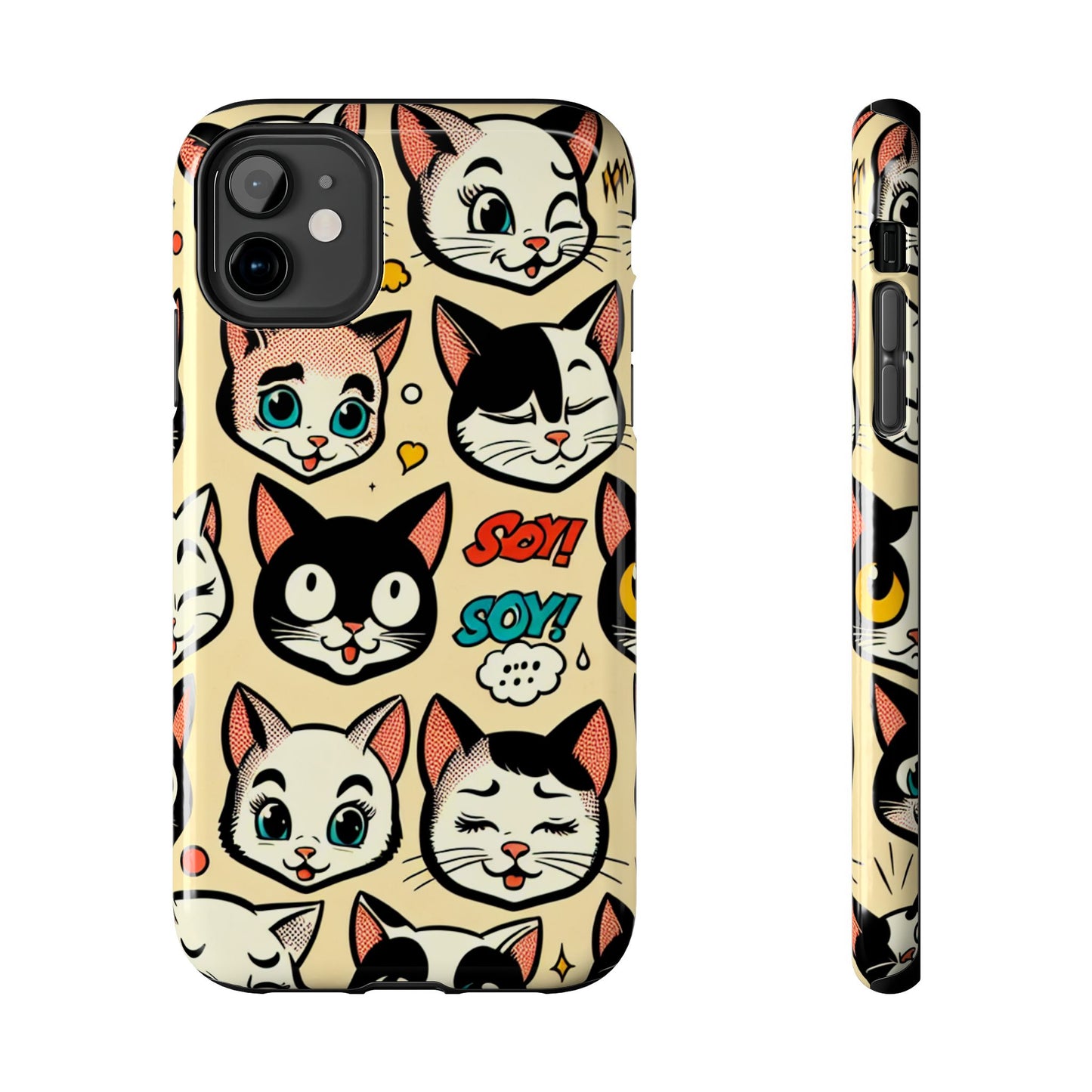 Playful Cat-Themed Tough Phone Case - Pet Pattern - for iPhone