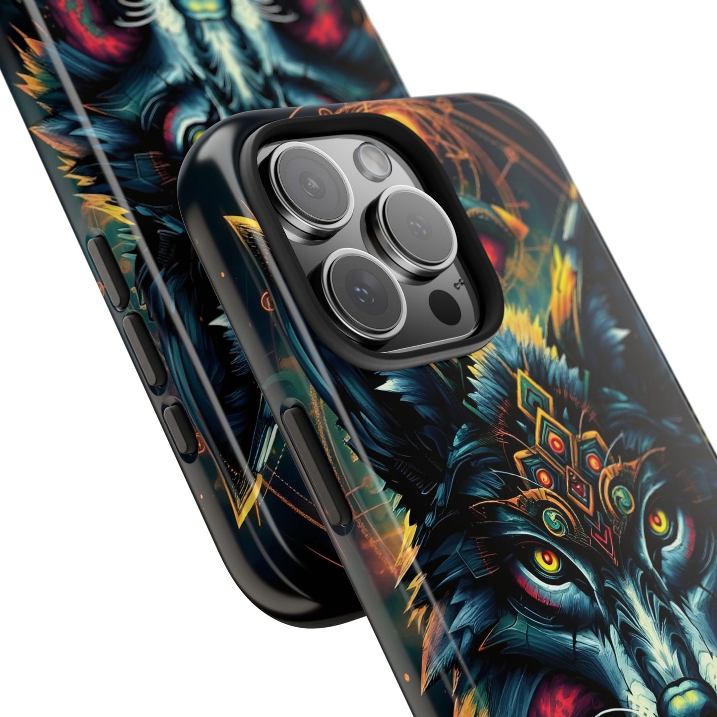 Vibrant Mystical Wolf Art Tough Phone Case - Durable & Unique Design for Animal Lovers - for iPhone