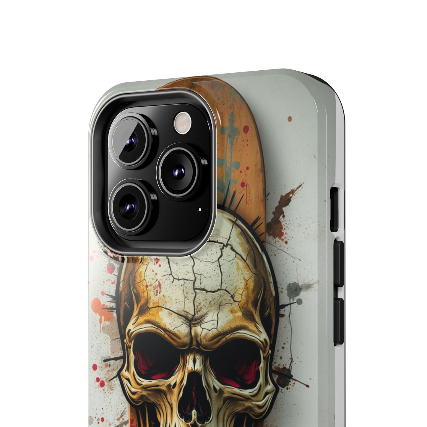 Edgy Skull Tough Phone Case - Durable Protection for Skateboard Enthusiasts