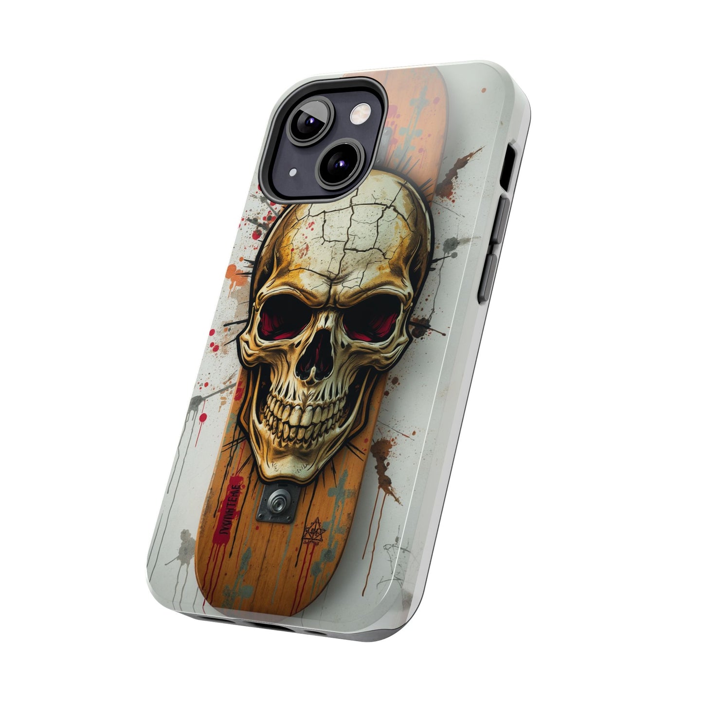 Edgy Skull Tough Phone Case - Durable Protection for Skateboard Enthusiasts