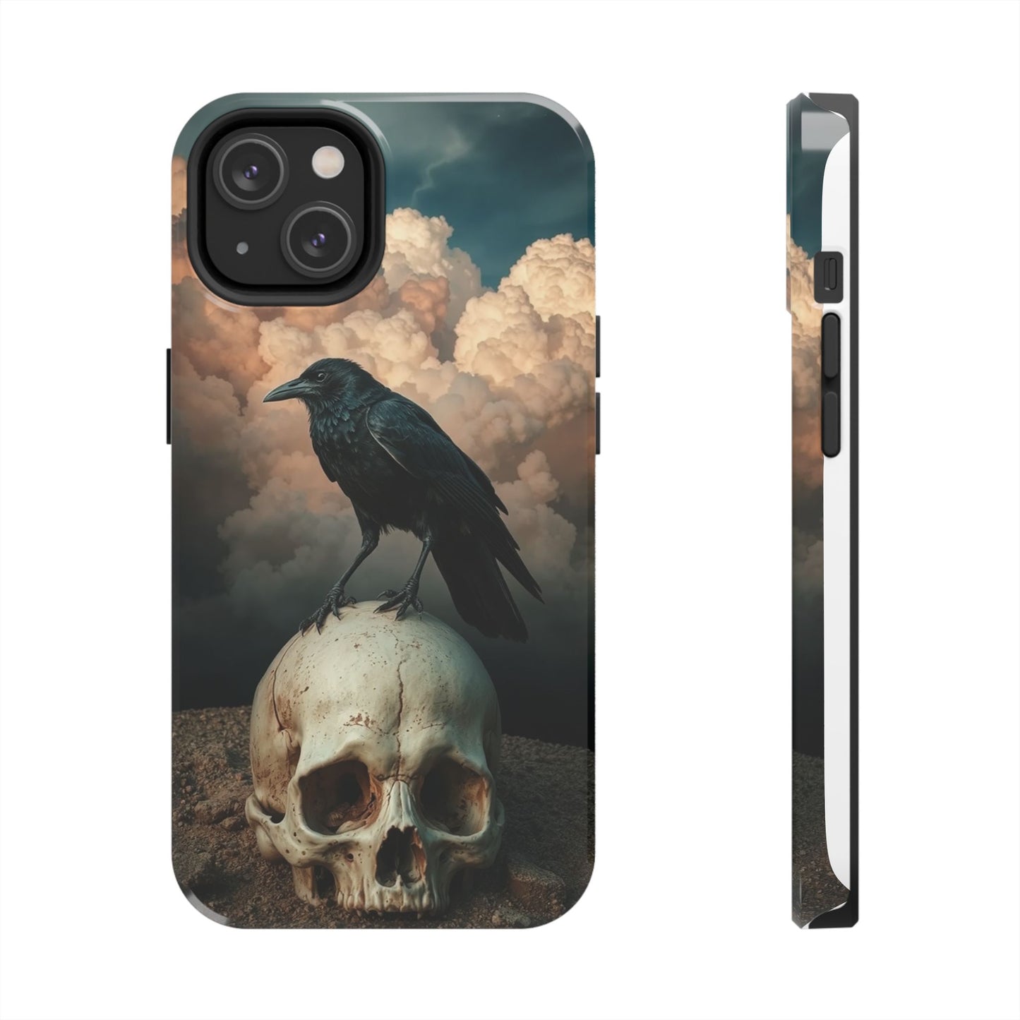 Gothic Raven Skull Tough Phone Case - Unique Protective Cover for Halloween Lovers