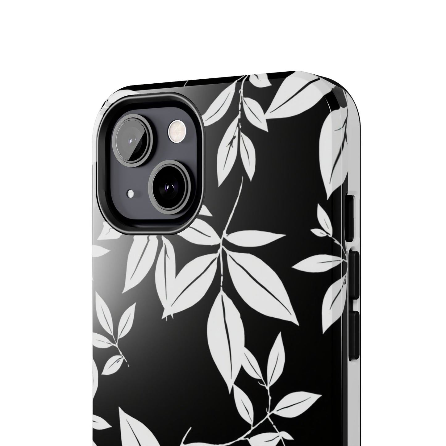 Chic Floral Tough Phone Case - Elegant Black & White Design for Stylish Protection