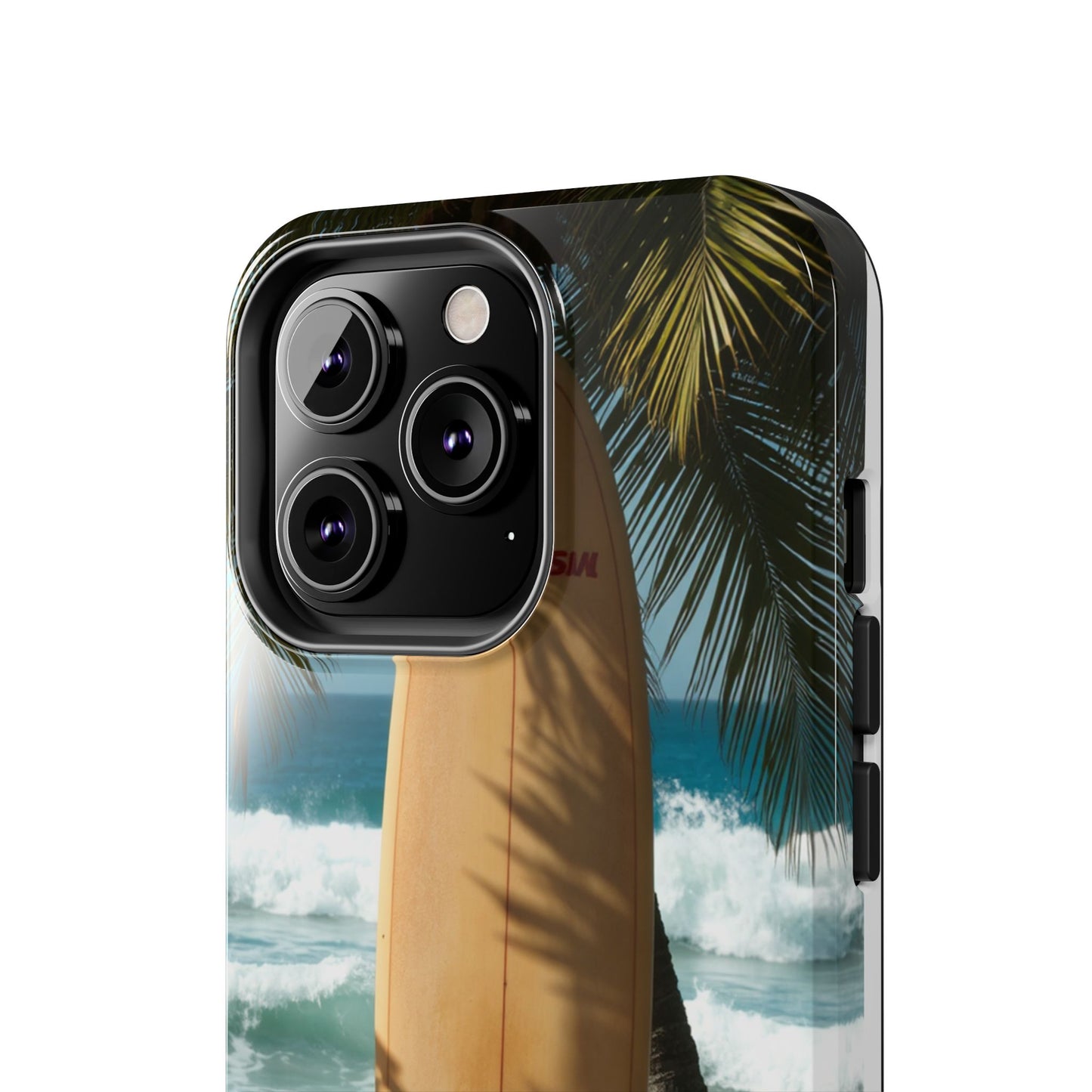 Tough Surfing Phone Case - Beach Vibes with Palm Trees & Surfboard