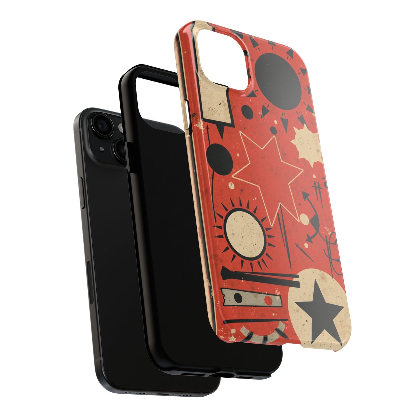 Retro Bold Tough Phone Case - Unique Geometric Design - for iPhone