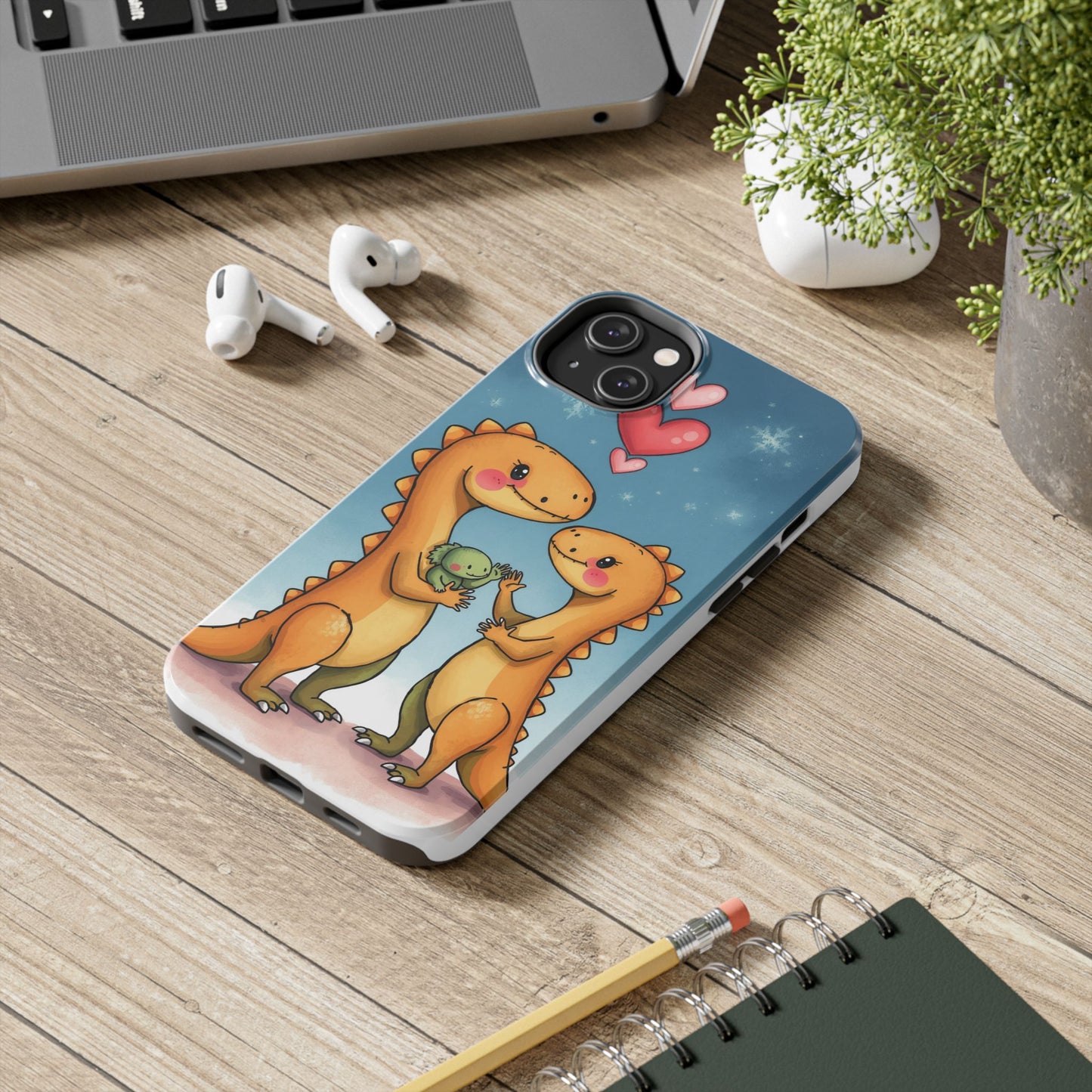 Dino Love Tough Phone Case - Cute & Durable Design for Kids & Parents
