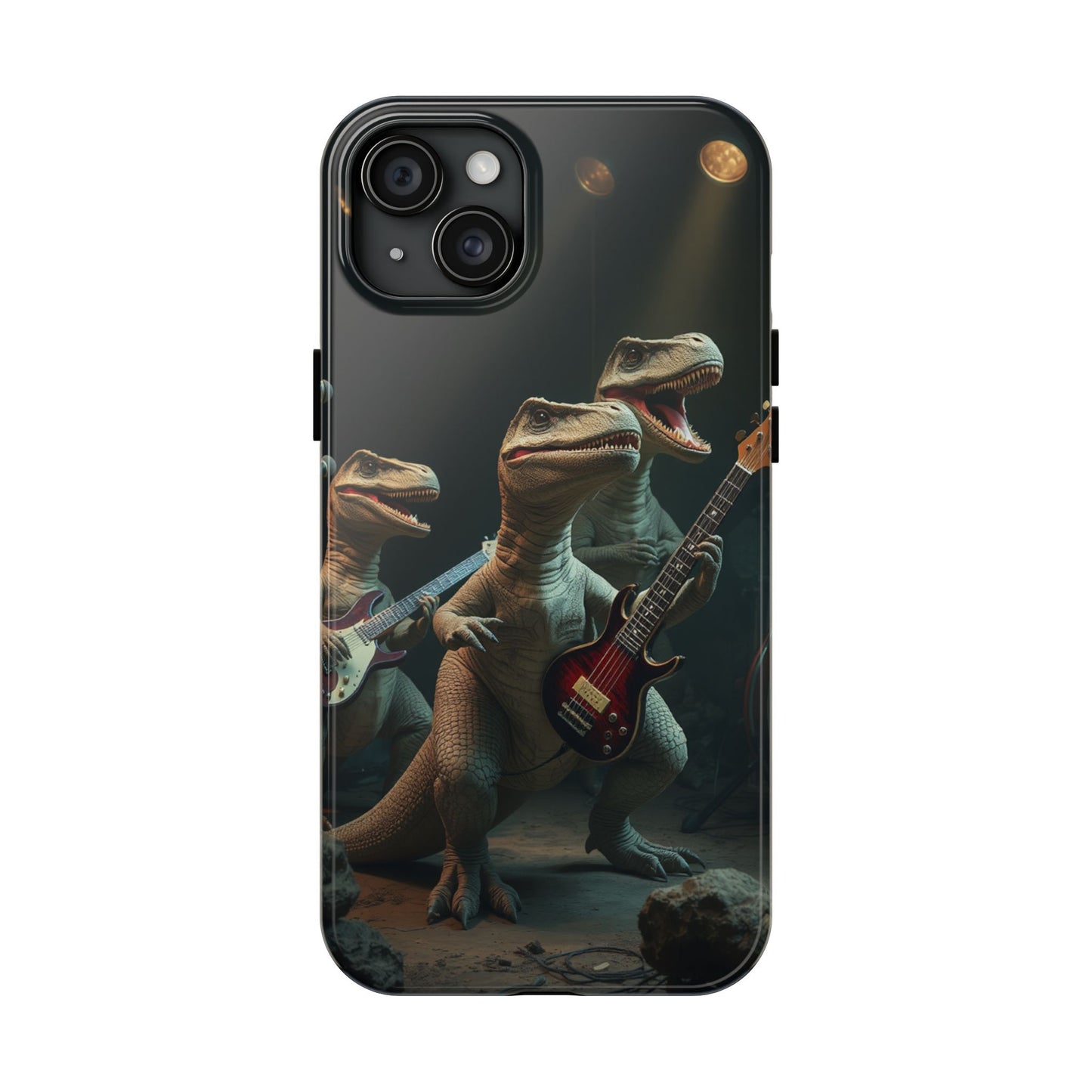 Rockin' Dinosaur Tough Phone Cases - Perfect for Music Lovers and Kids!