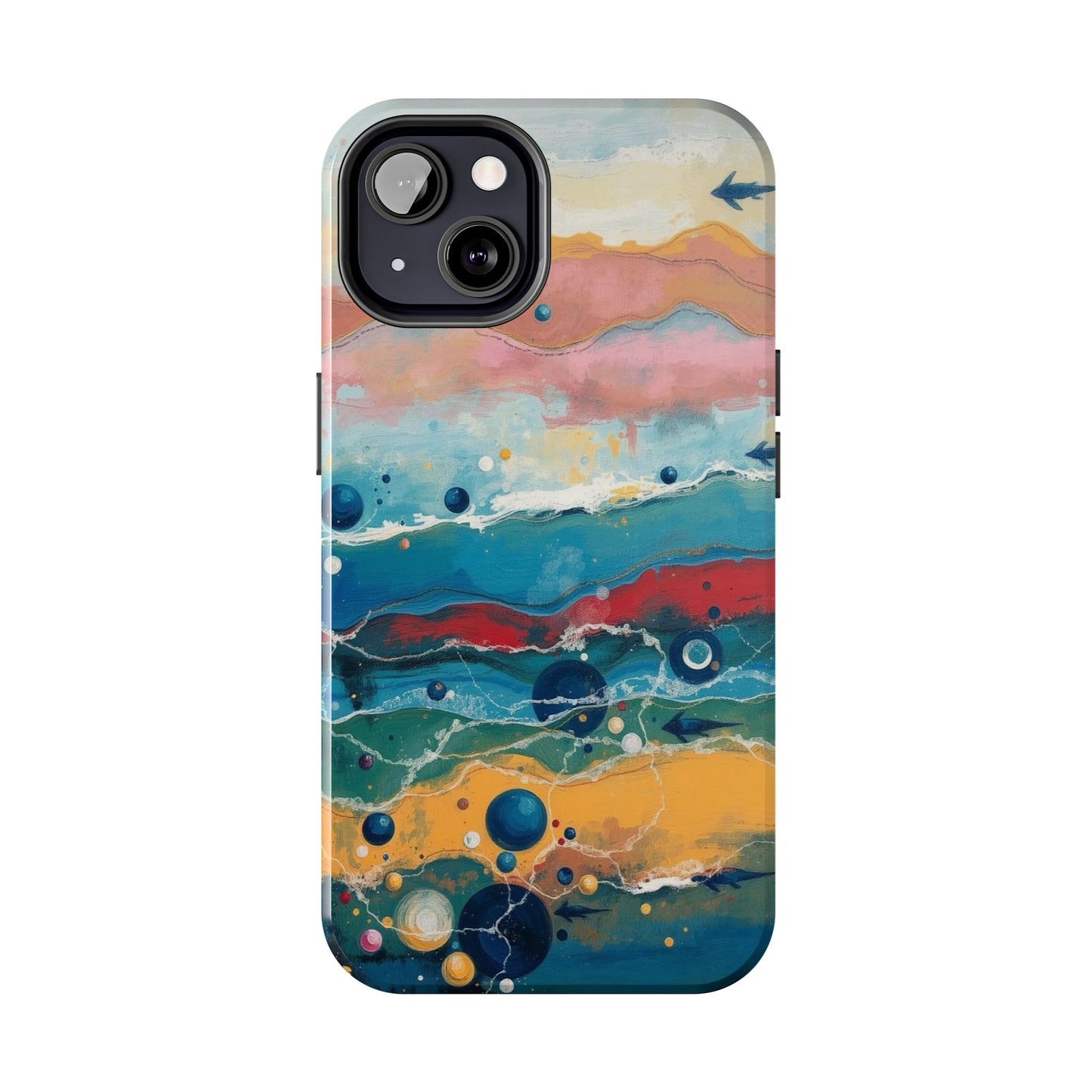 Artistic Tough Phone Case - Vibrant Waves Design for Unique Style