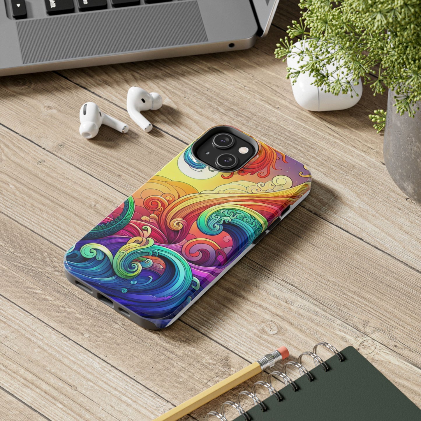 Fantasy Ocean Waves Tough Phone Case - Colorful Protective Cover - for iPhone