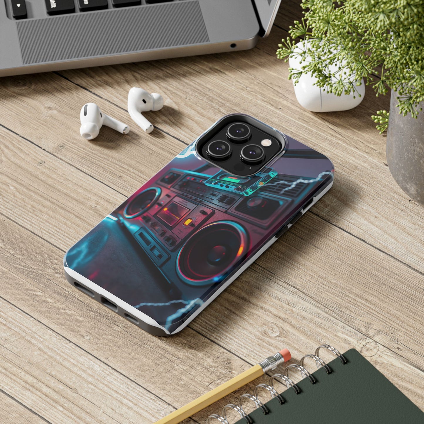 Retro Boombox Tough Phone Case – Vibrant Protection for Music Lovers