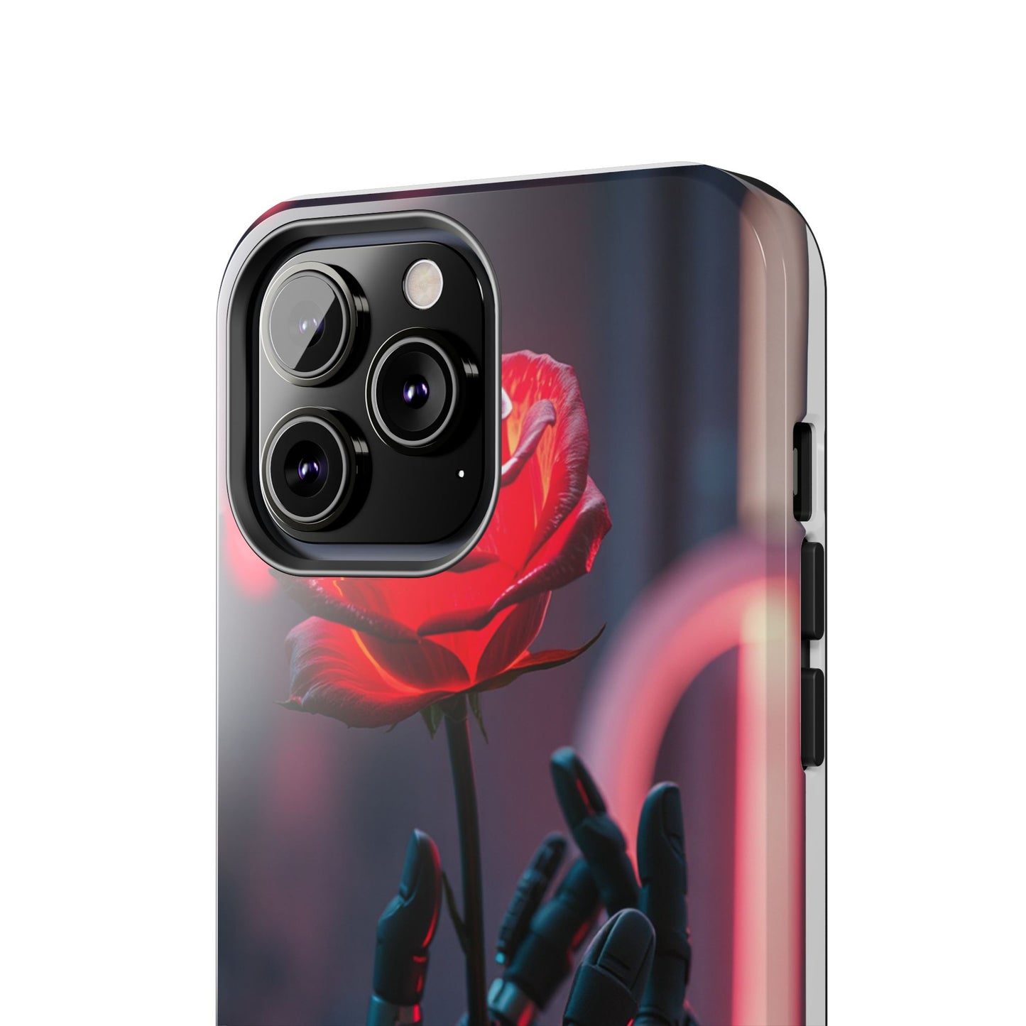 Futuristic Tough Phone Case with Robotic Rose Design | Durable Protection