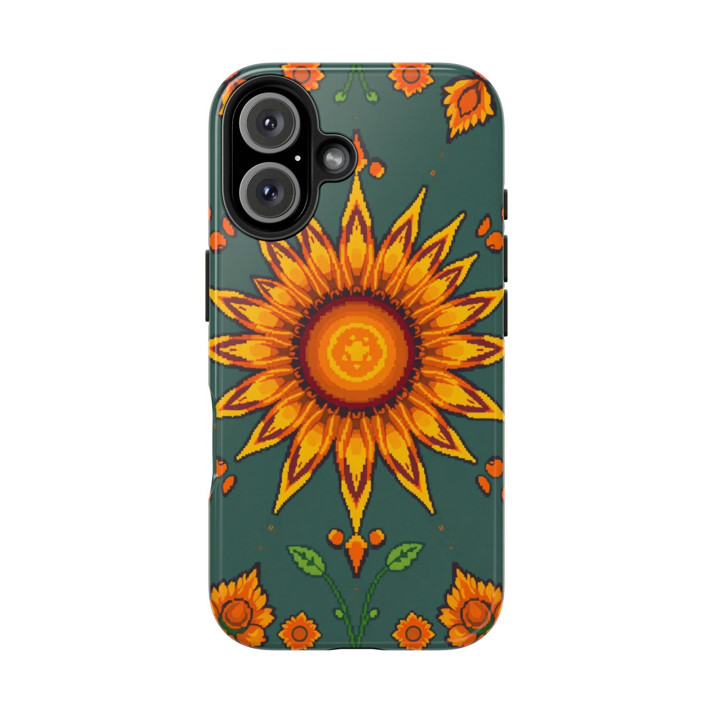 Pixelated Vibrant Floral Tough Phone Case | Sunflower Design for Nature Lovers - for iPhone