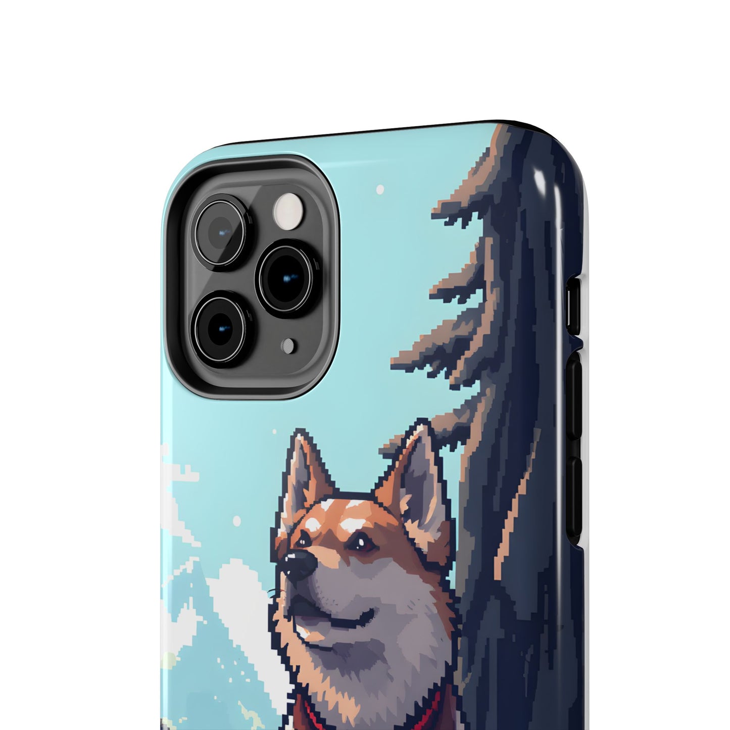 Retro Dog Adventure Tough Phone Case - Pixel Art Shiba Inu Design - for iPhone