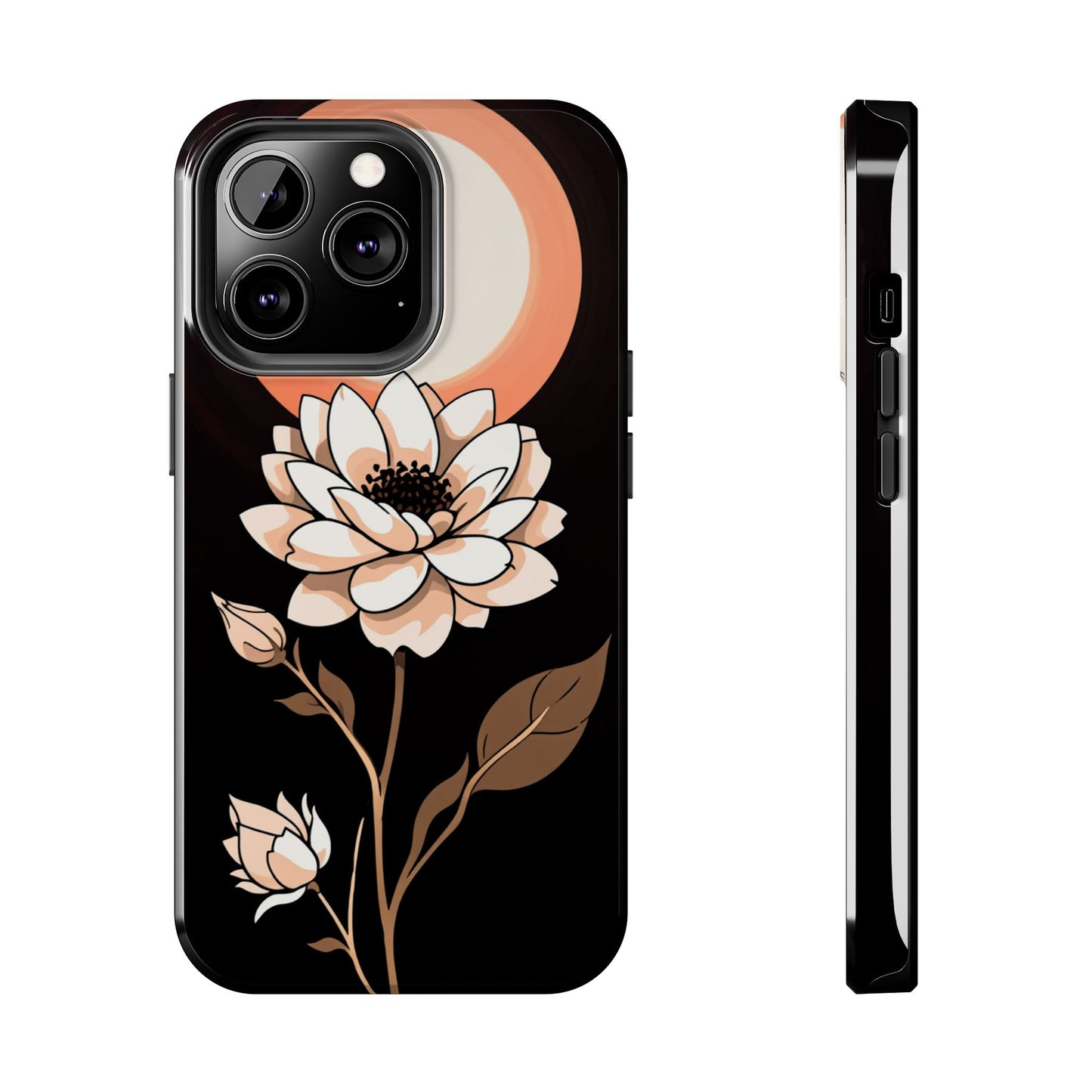Elegant Contrast Floral Tough Phone Case - Stylish Protection for Your Device - for iPhone
