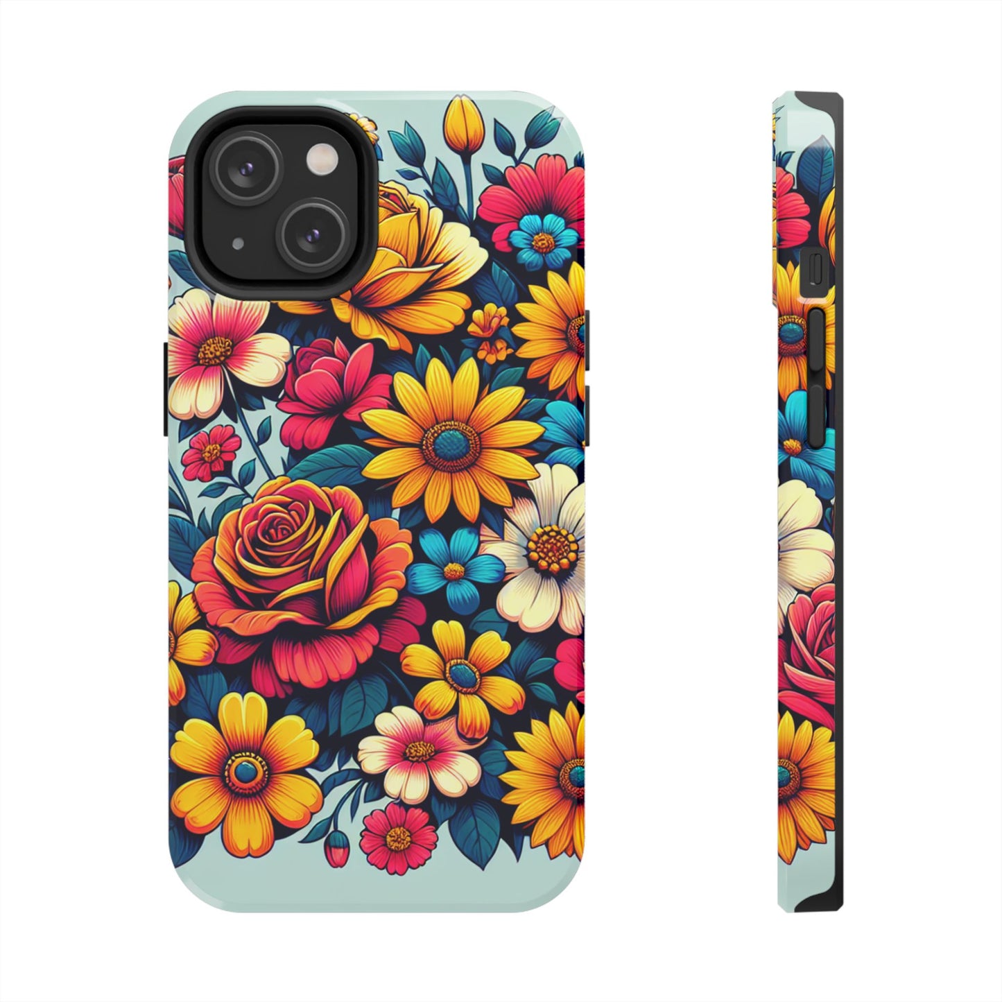 Vibrant Floral Tough Phone Case - Colorful Flower Design - for iPhone