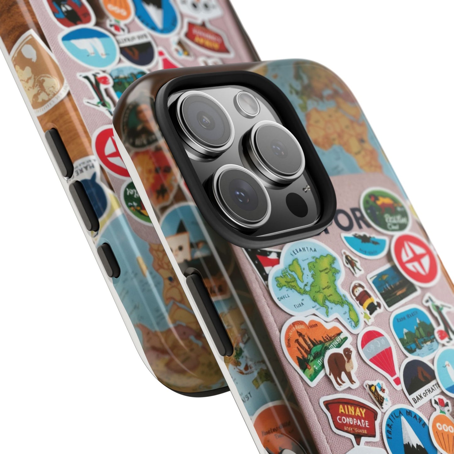 Adventure Stickers Phone Case - Tough Protection for Travel Lovers