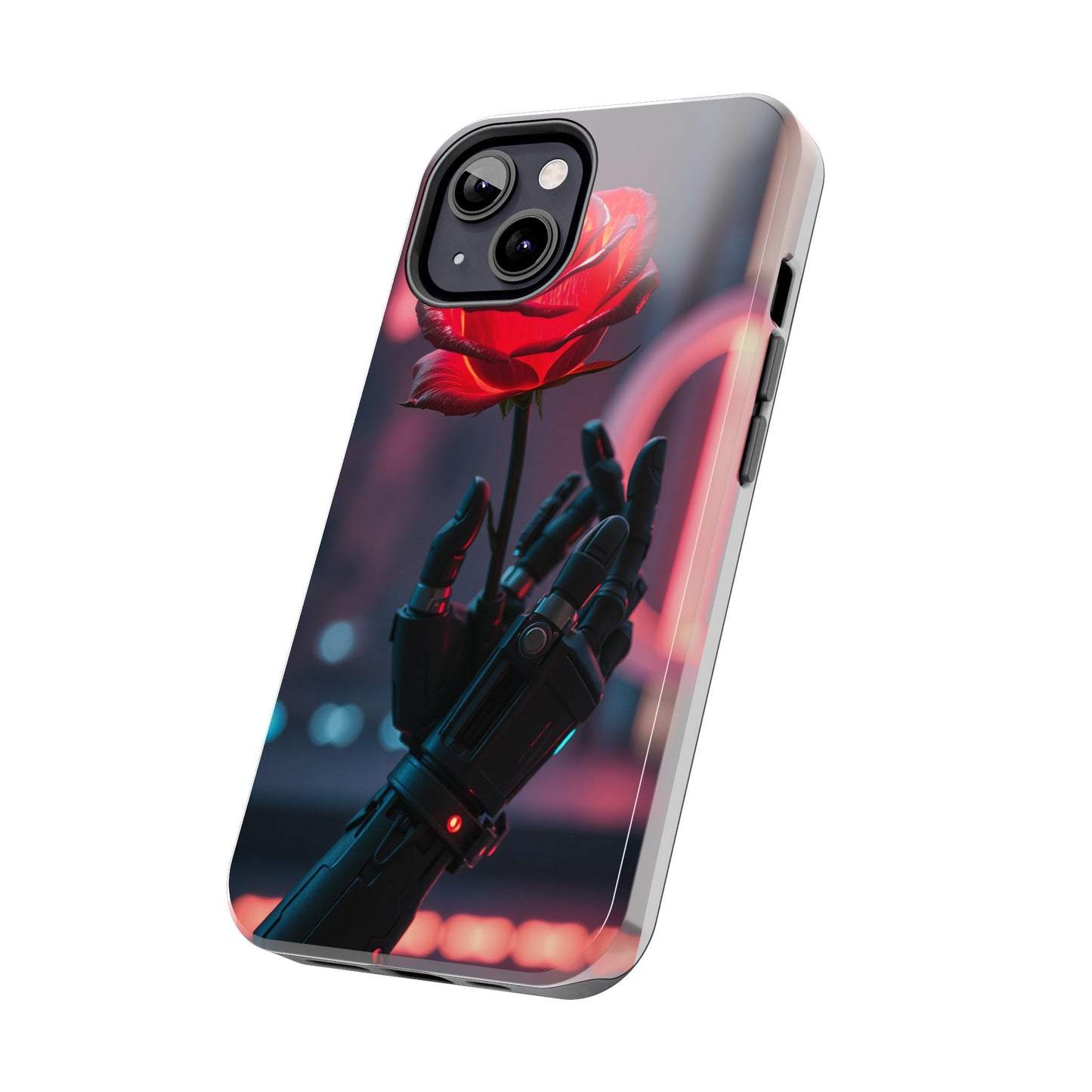 Futuristic Tough Phone Case with Robotic Rose Design | Durable Protection