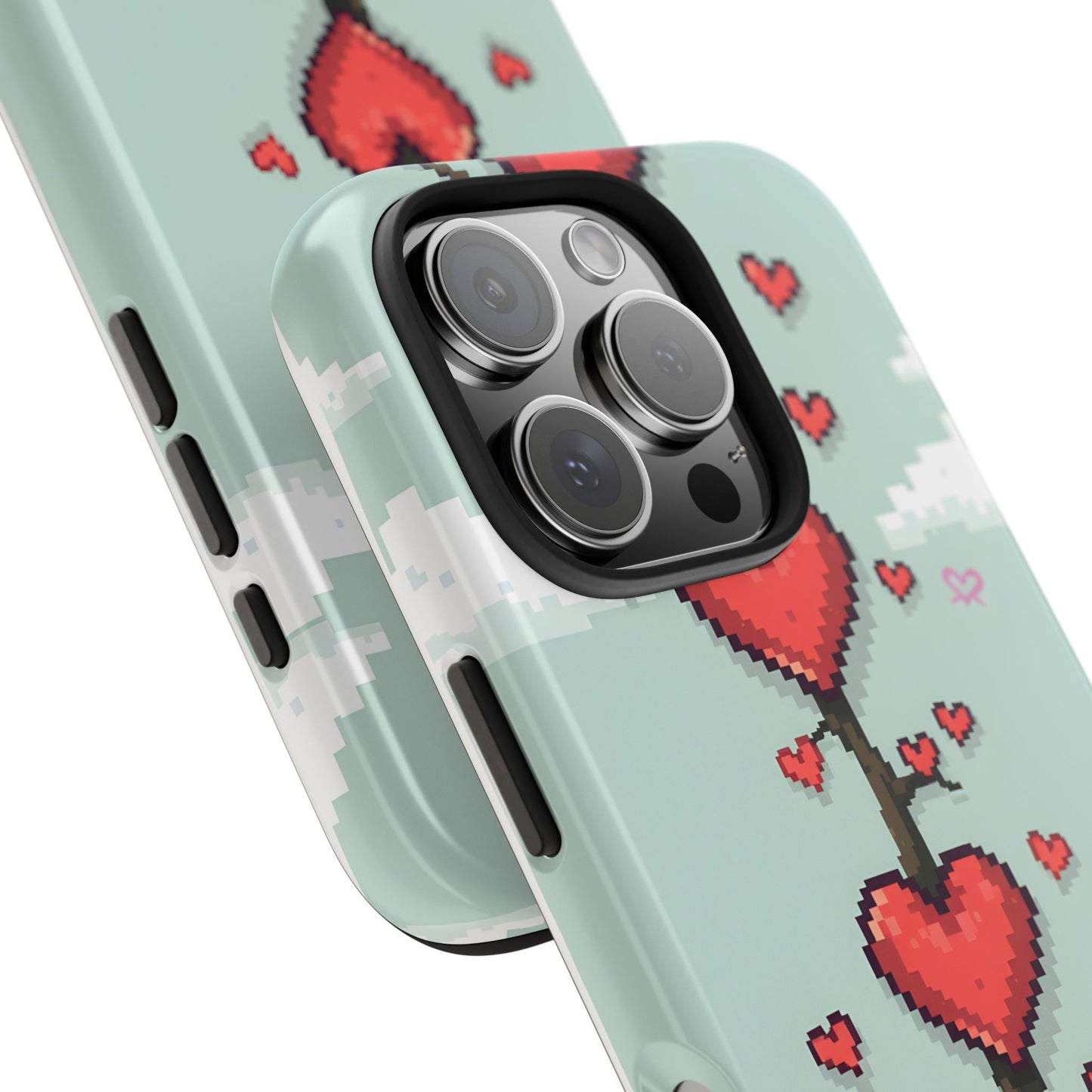 Pixelated Love Hearts Tree | Tough Phone Case - Cute Design - for iPhone