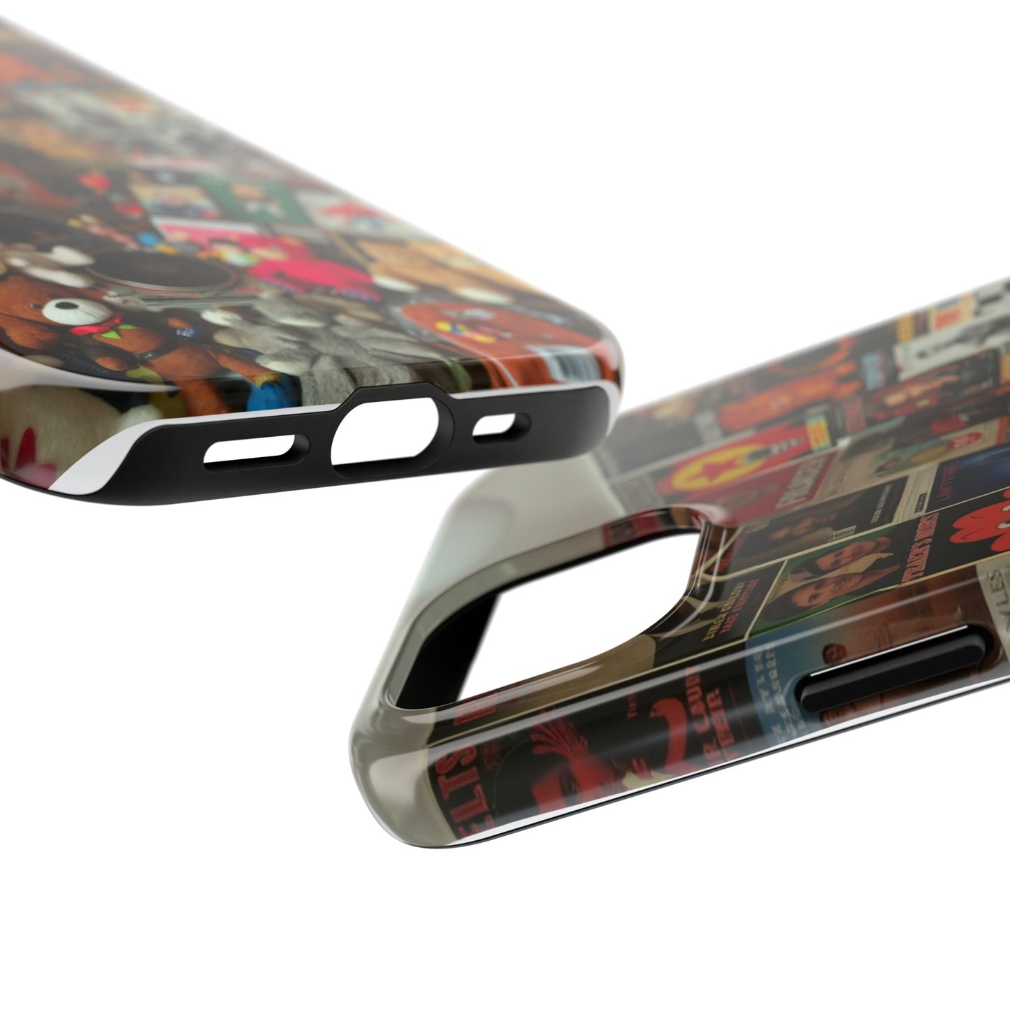 Retro Vibe Tough Phone Case - Vintage Movie Posters & Plush Toys Design