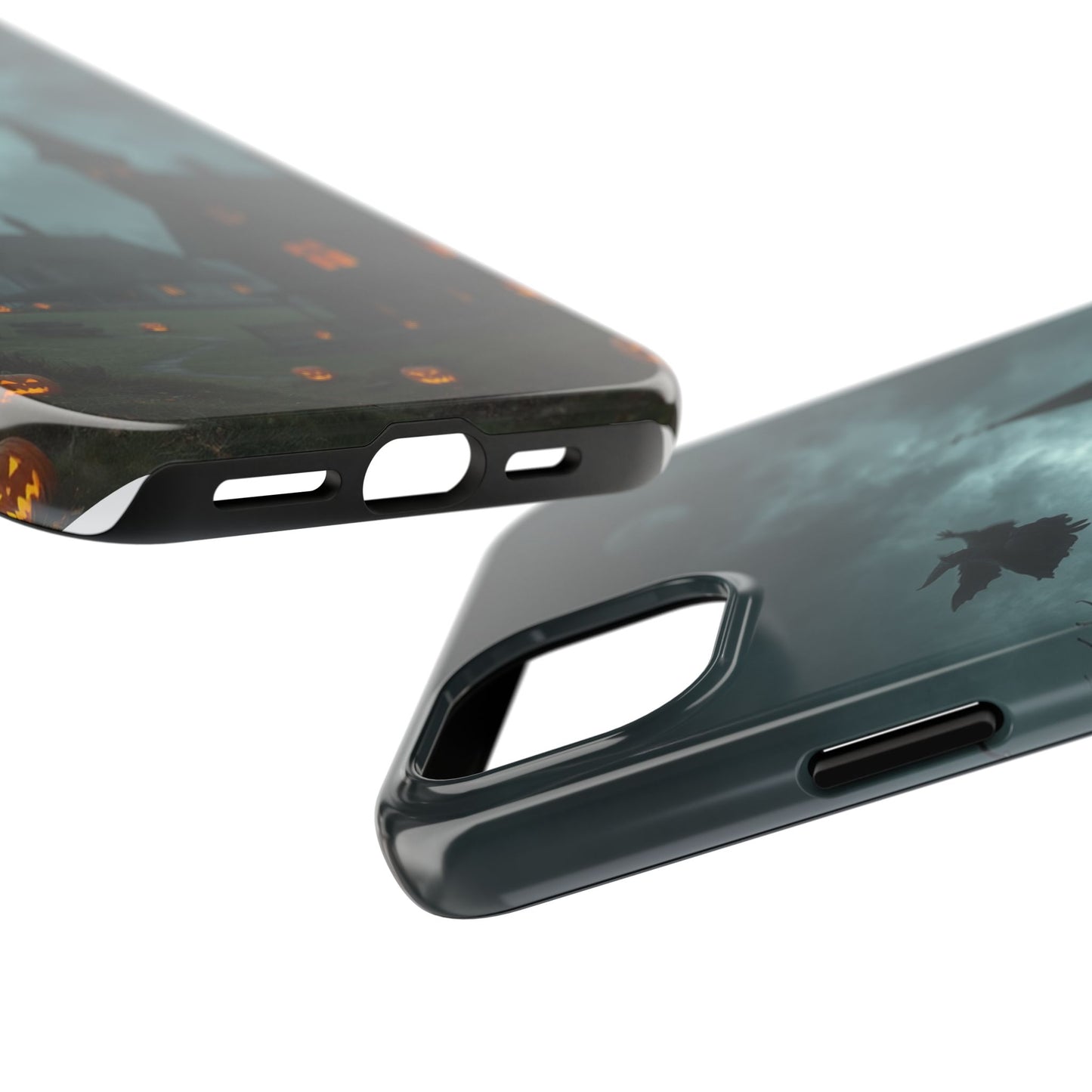 Halloween-Themed Tough Phone Case with Spooky House Design
