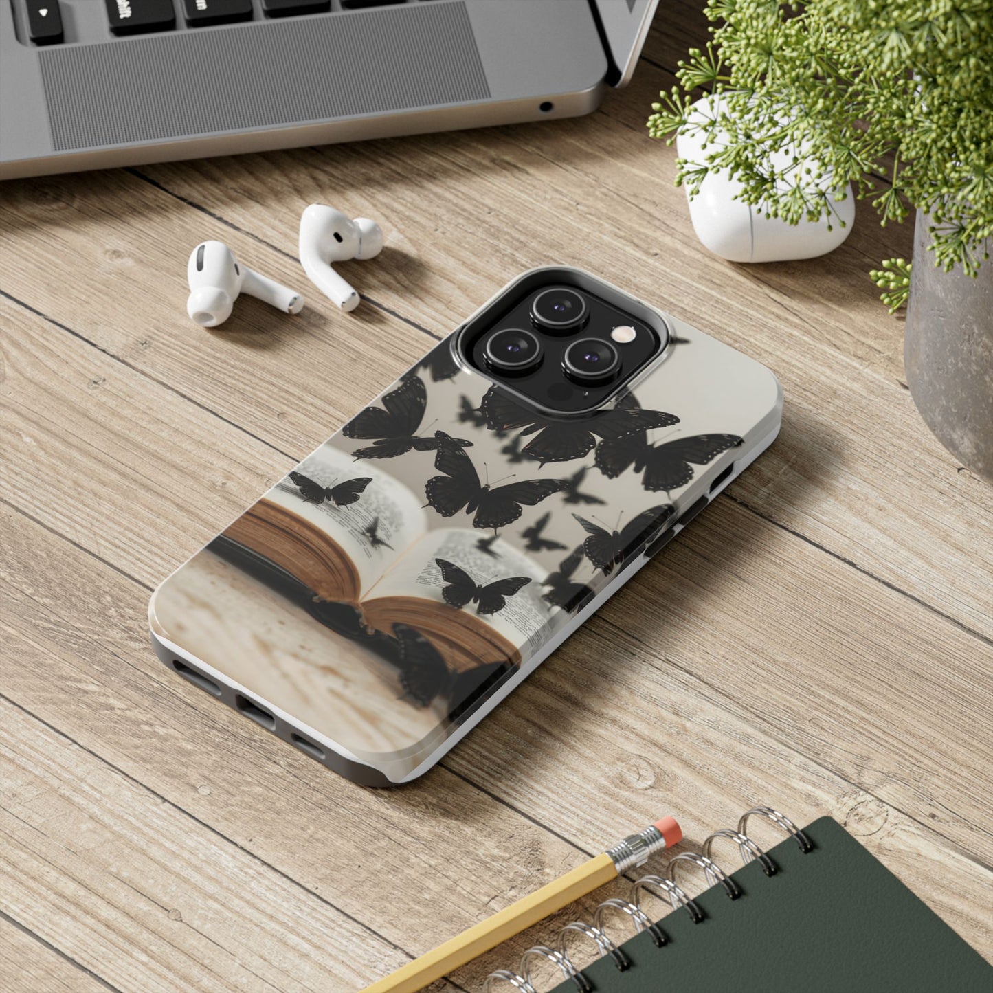 Butterfly Magic Tough Phone Case - Literary Design for Book Lovers