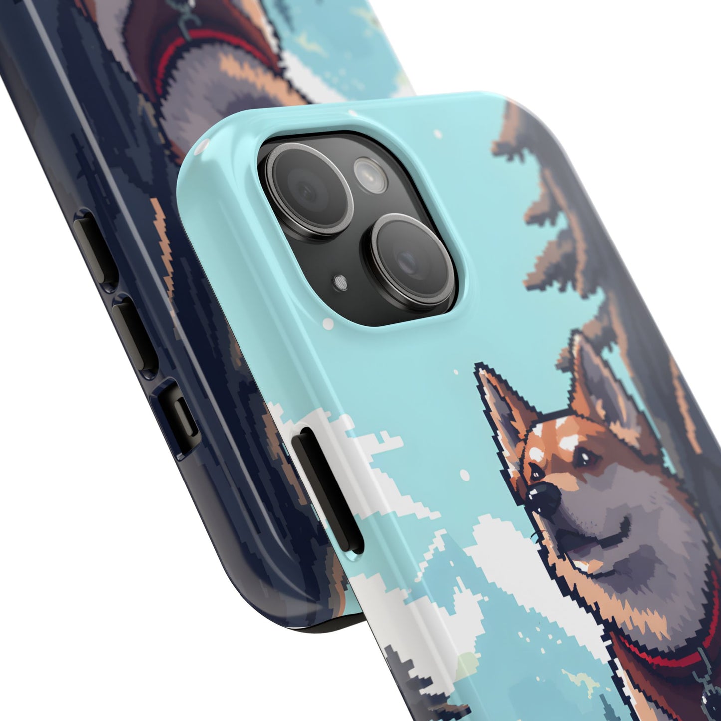 Retro Dog Adventure Tough Phone Case - Pixel Art Shiba Inu Design - for iPhone