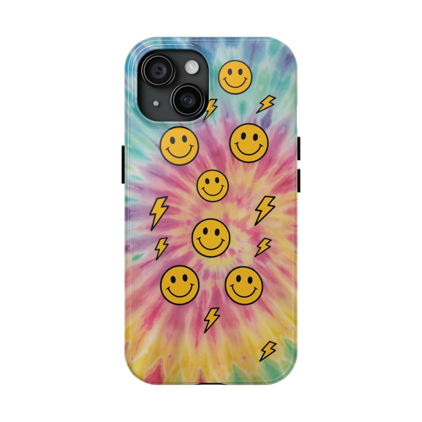 Colorful Smiley Lightning Tough Phone Case - Fun & Durable