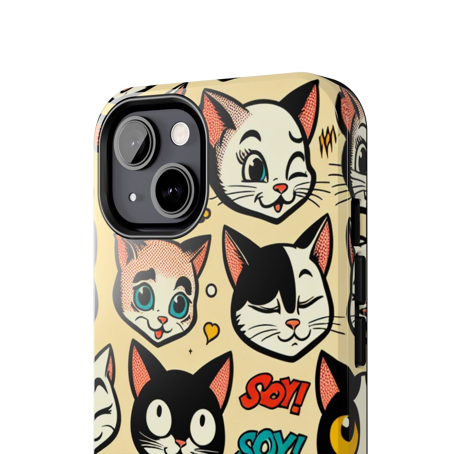 Playful Cat-Themed Tough Phone Case - Pet Pattern - for iPhone