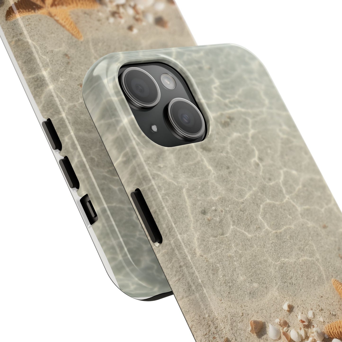 Beach-Inspired Tough Phone Case with Starfish and Seashell Design