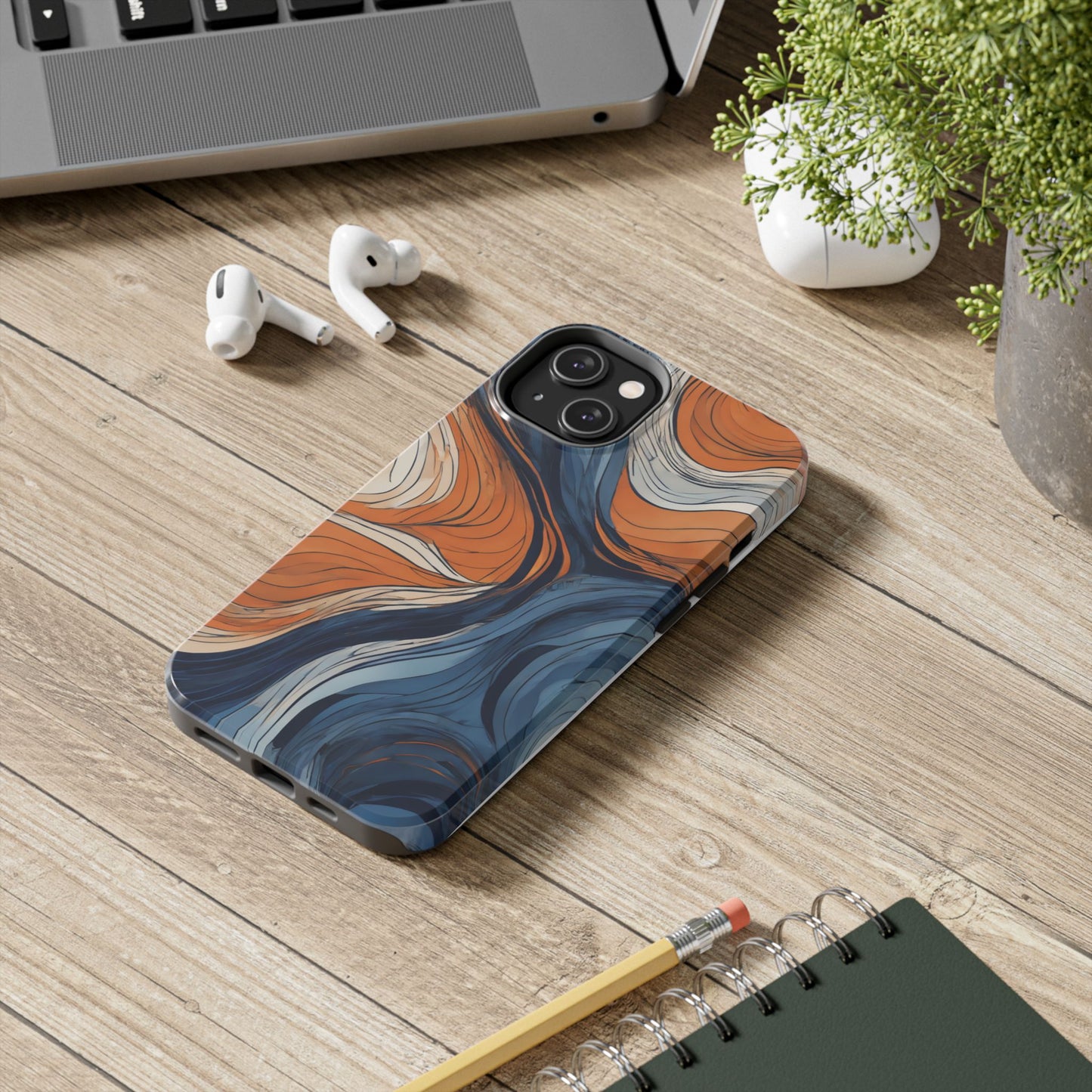 Artistic Tough Phone Case - Vibrant Abstract Waves Design - for iPhone