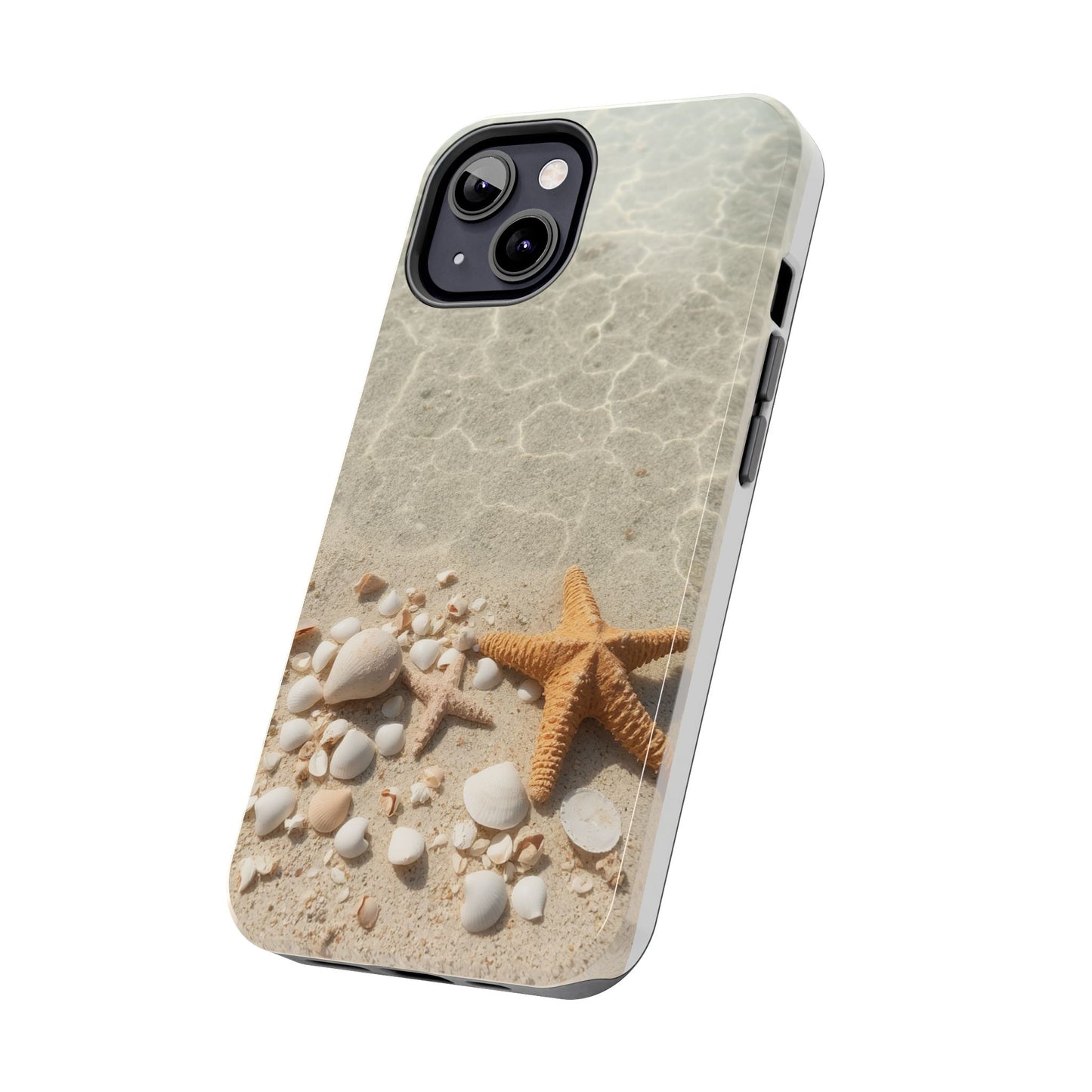 Beach-Inspired Tough Phone Case with Starfish and Seashell Design