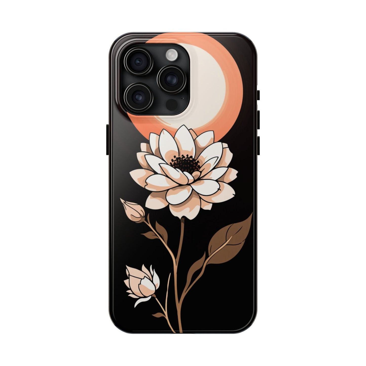 Elegant Contrast Floral Tough Phone Case - Stylish Protection for Your Device - for iPhone