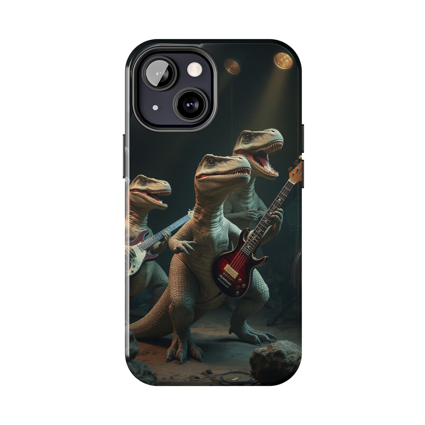 Rockin' Dinosaur Tough Phone Cases - Perfect for Music Lovers and Kids!