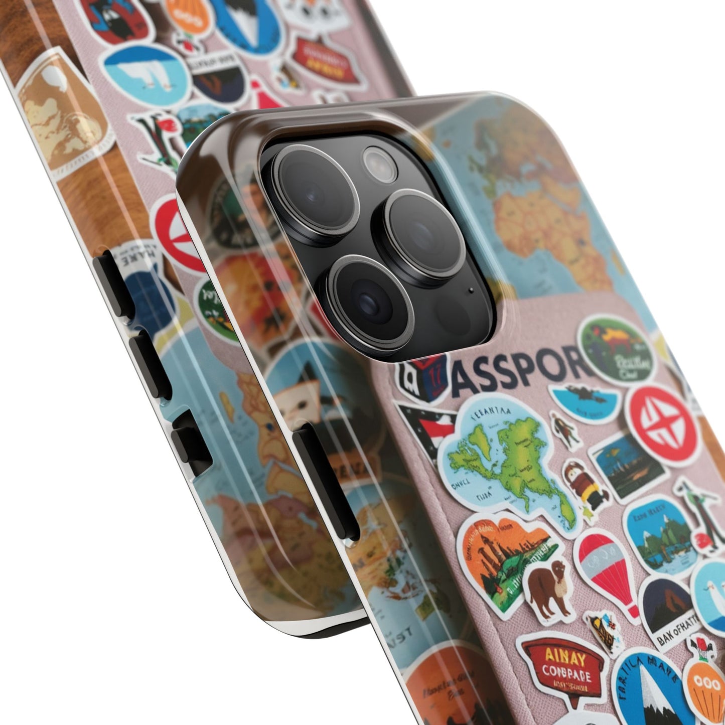 Adventure Stickers Phone Case - Tough Protection for Travel Lovers
