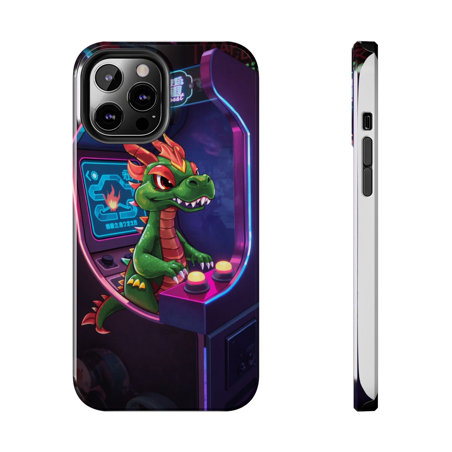 Retro Gamer Tough Phone Case with Dragon Design