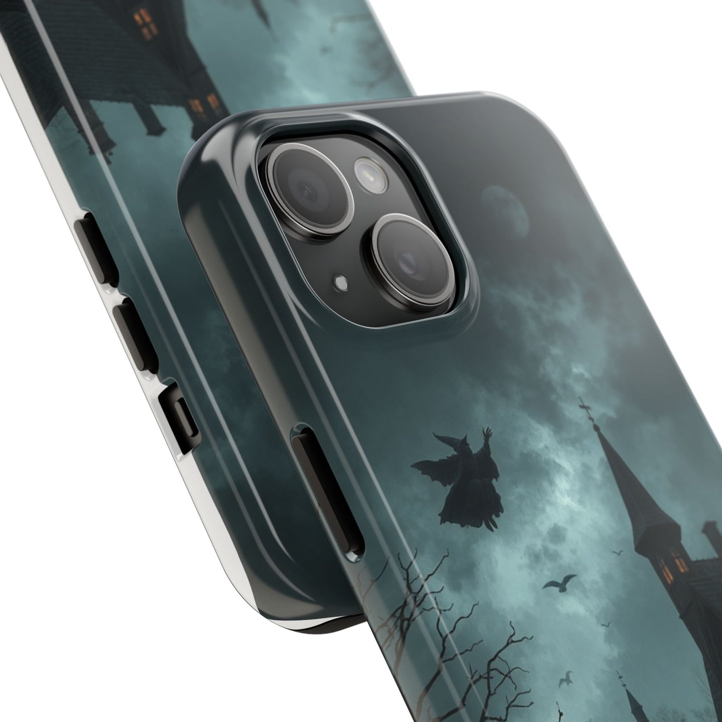 Halloween-Themed Tough Phone Case with Spooky House Design
