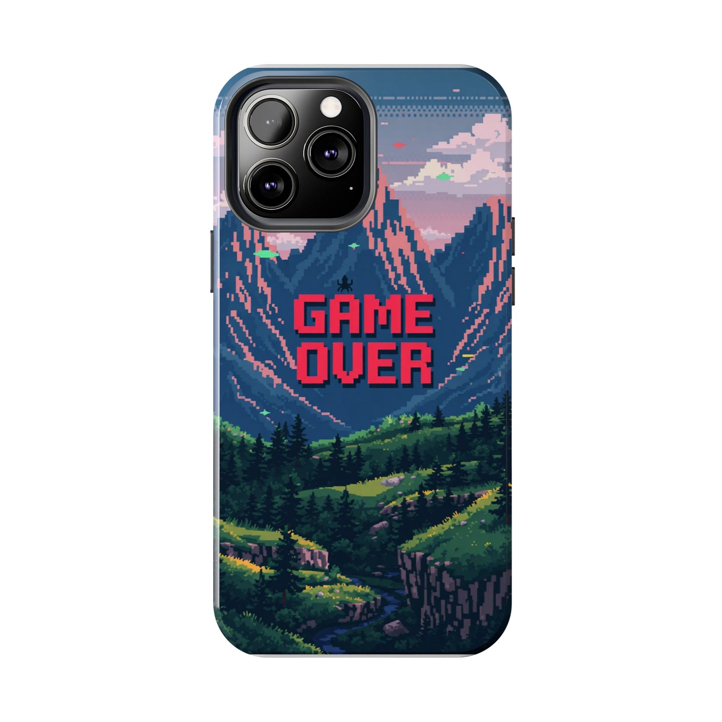 Pixel Art Tough Phone Case - 'Game Over' Design for Gamers