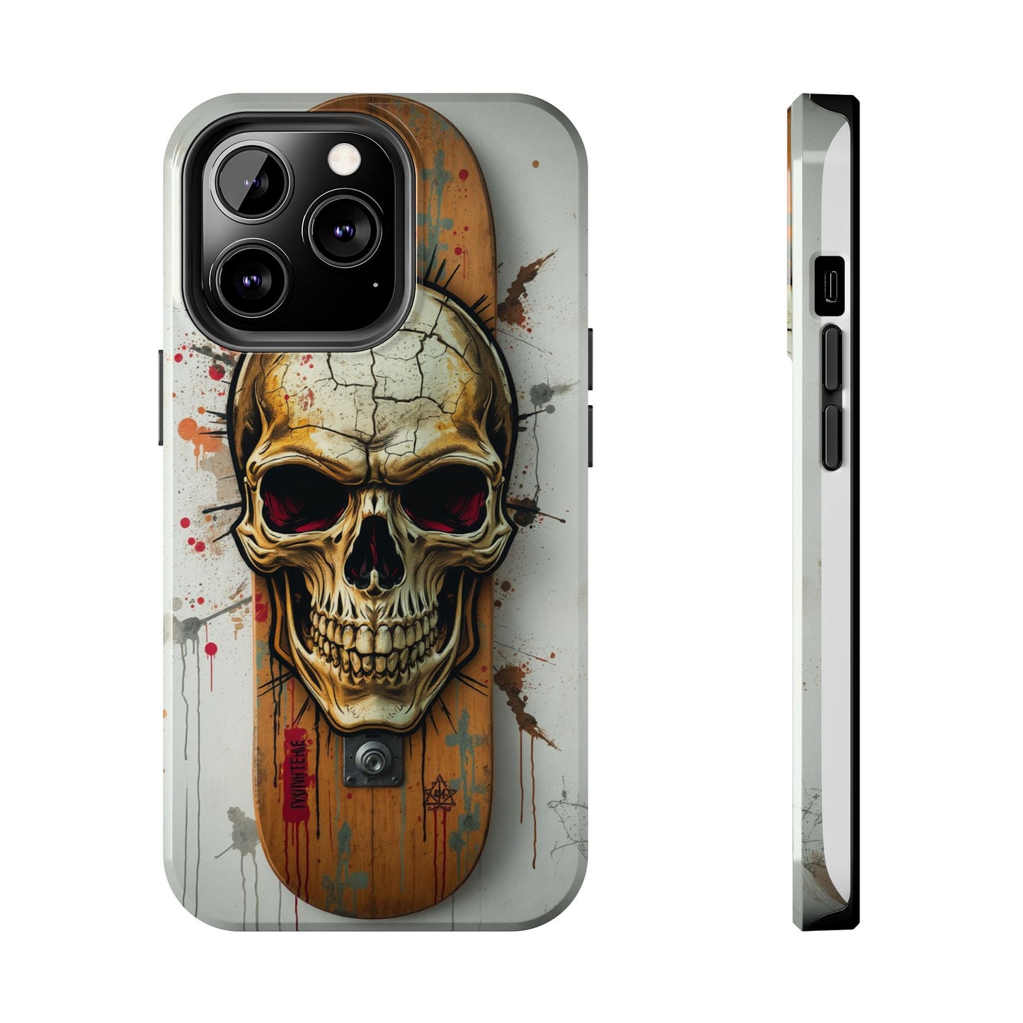 Edgy Skull Tough Phone Case - Durable Protection for Skateboard Enthusiasts