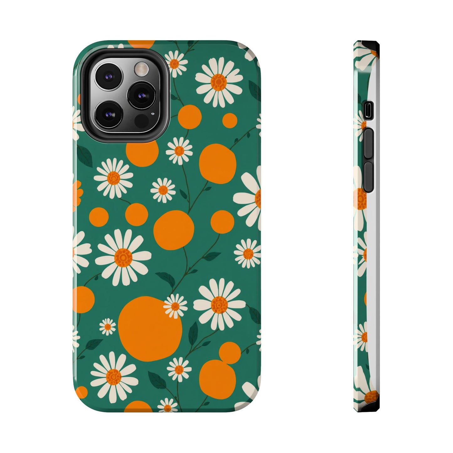 Floral Tough Phone Case - Daisy & Orange Design