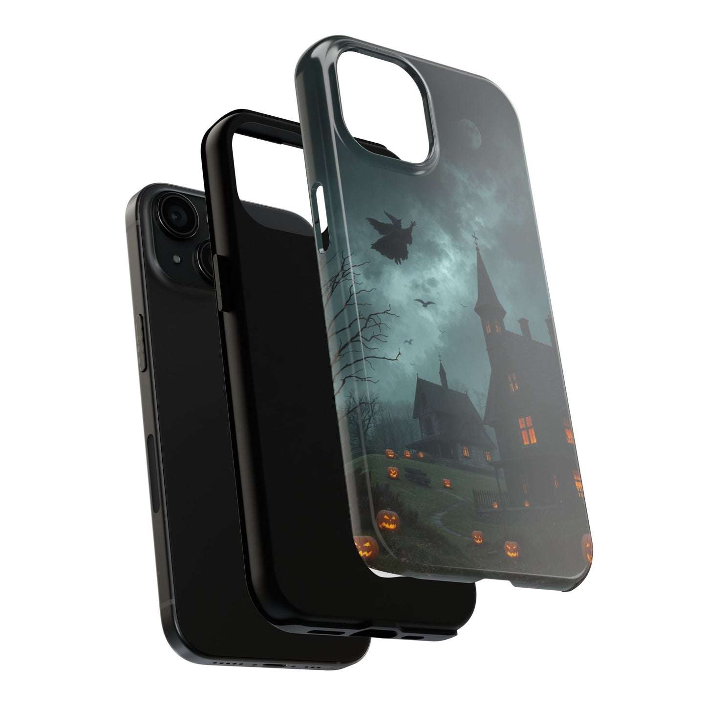 Halloween-Themed Tough Phone Case with Spooky House Design